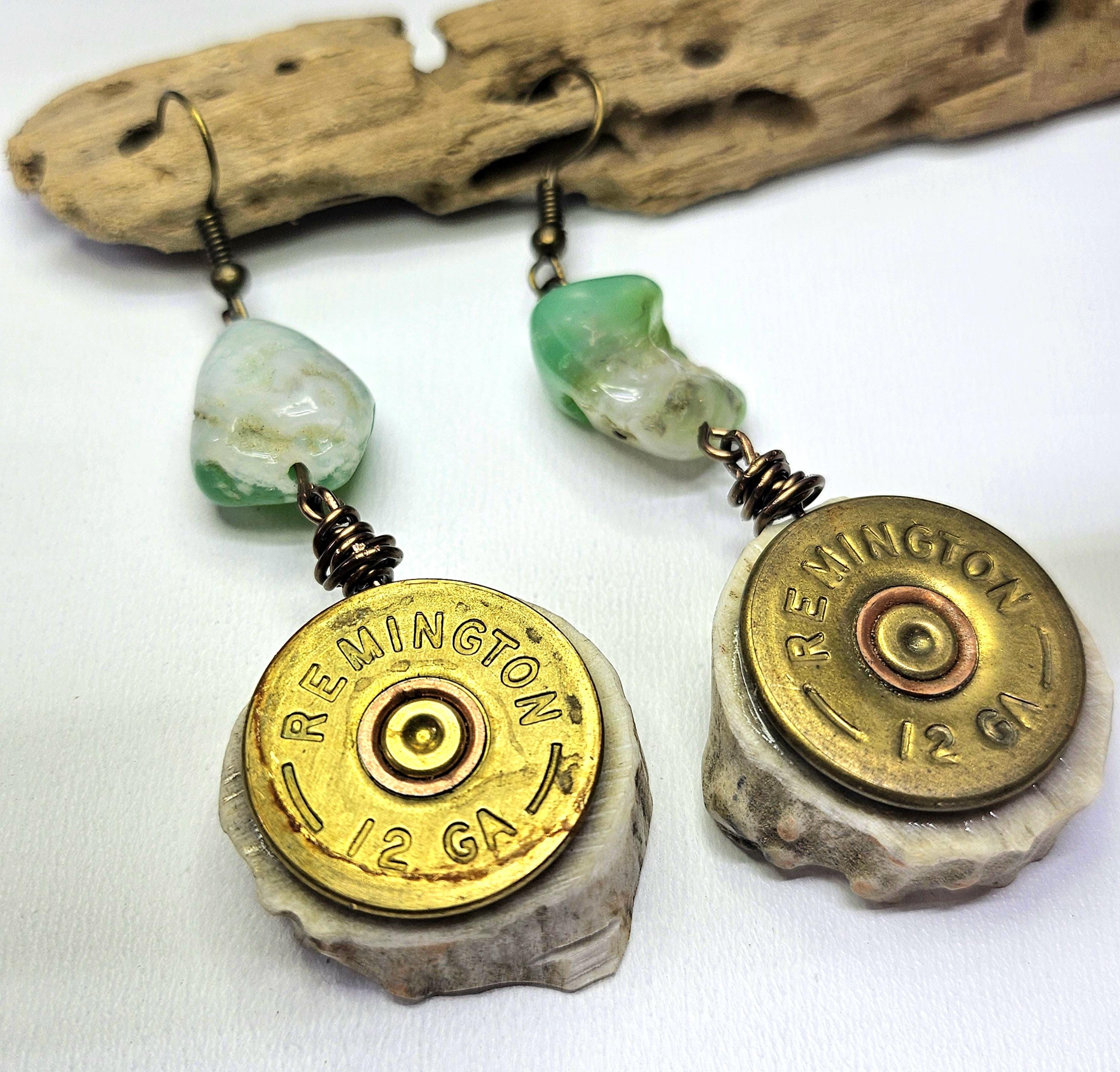 Chrysoprase Nugget Earrings with 12 Gauge Shell Head - Good Luck Charm  Happy Vibes with Durable Stainless Steel Hooks