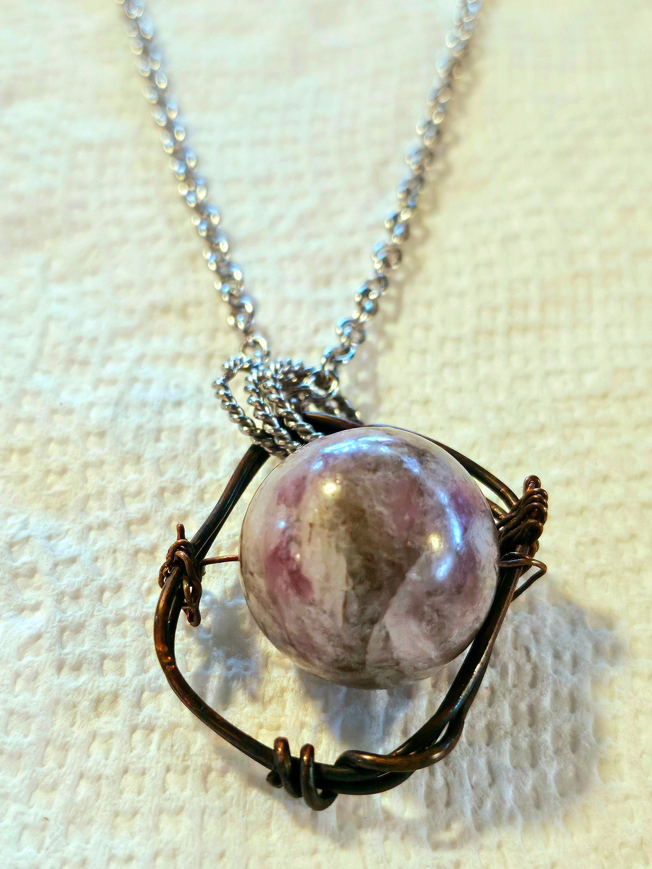 Purple Flower Jade Pendant on Stainless Steel Chain - Joyful Aura Enhancer for Happiness Lovers Unique Gift for Spontaneous Joy  Dance