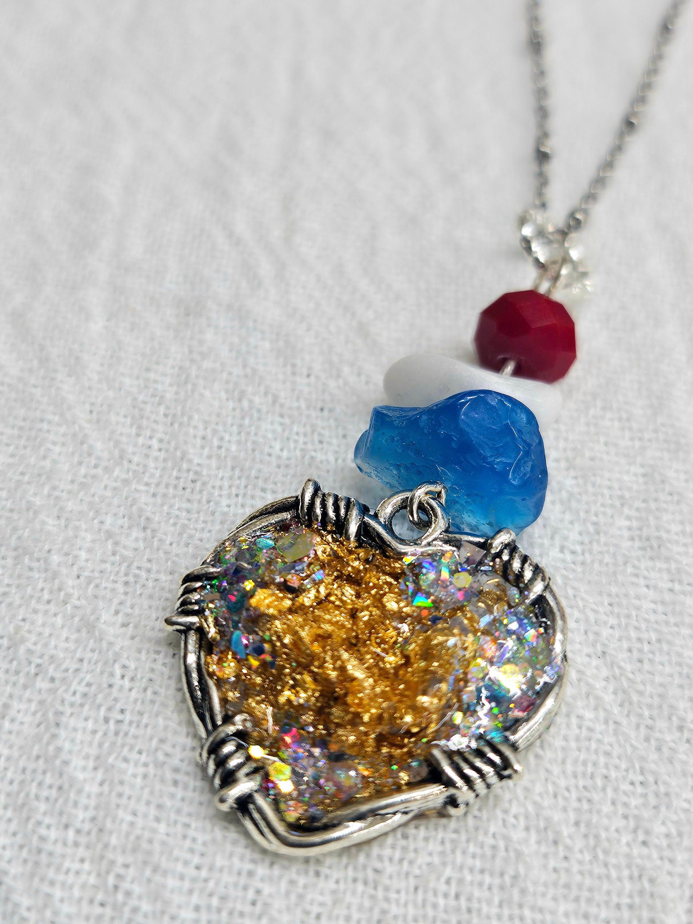 Natural Stone Heart Pendant with Gold Flakes  Unique Sparkly Jewelry for Everyday Wear Perfect Gift for Her Dazzling Accessory