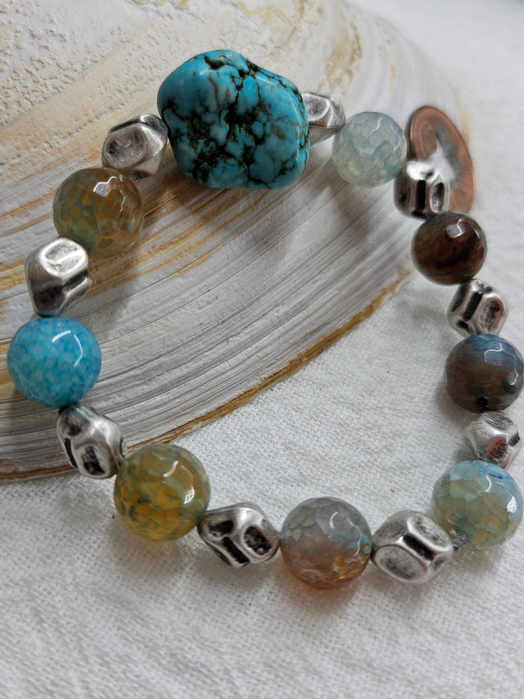 Natural Blue Apatite  Turquoise Stone Stretch Bracelet for Positive Vibes Stylish Accents  Comfortable Fit