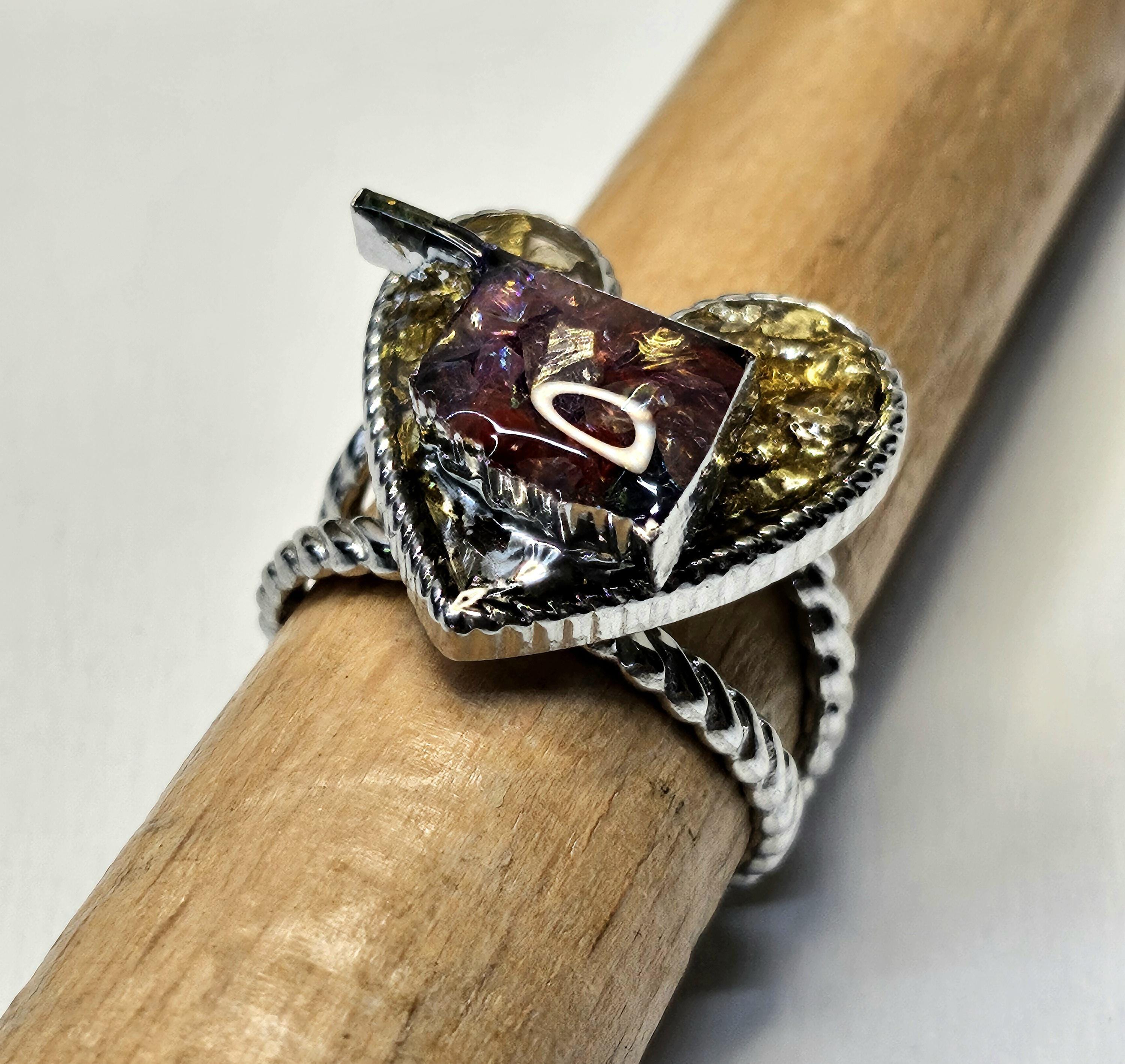 Oklahoma State Stainless Steel Ring - Rustic Boho Handmade Jewelry Gift for Her - Unique Statement Piece for Everyday Wear