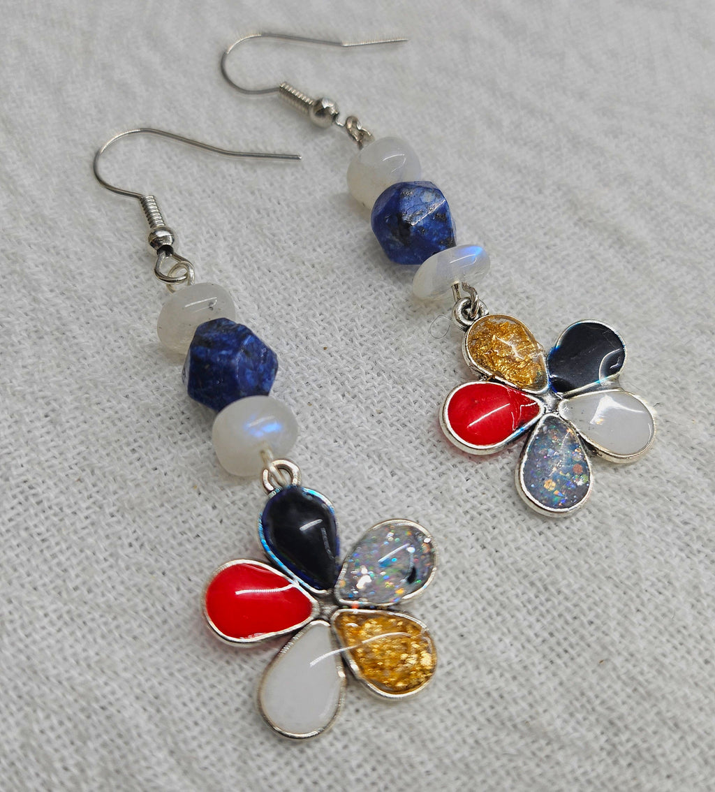 Sodalite  Moonstone Dangle Earrings with Stainless Steel Hooks for Lightweight Comfort and Unique Style