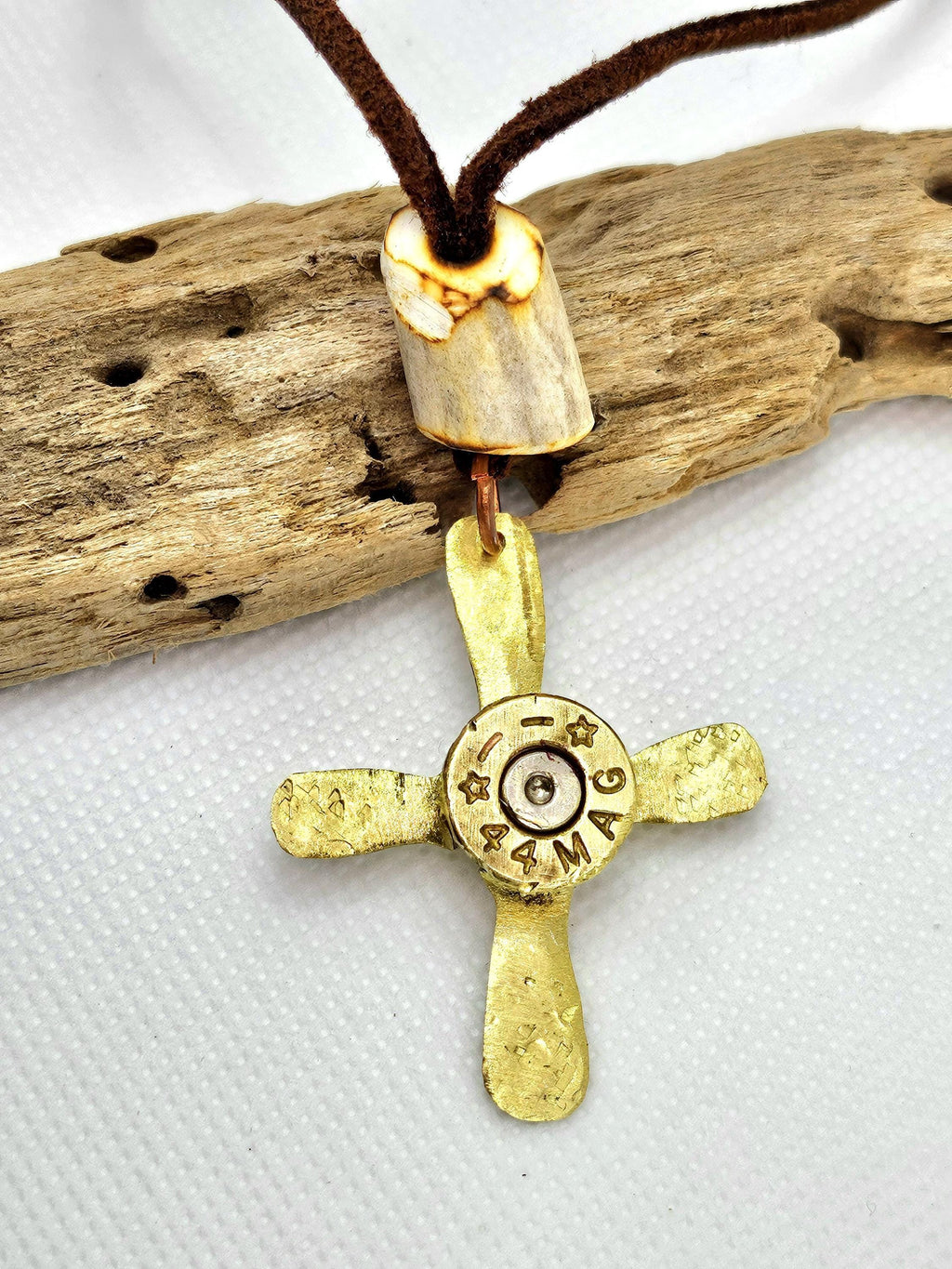 Natural Deer Antler Bead  44 Magnum Necklace - Rustic Boho Handmade Jewelry Gift for Her with Free Shipping - Unique Statement Piece