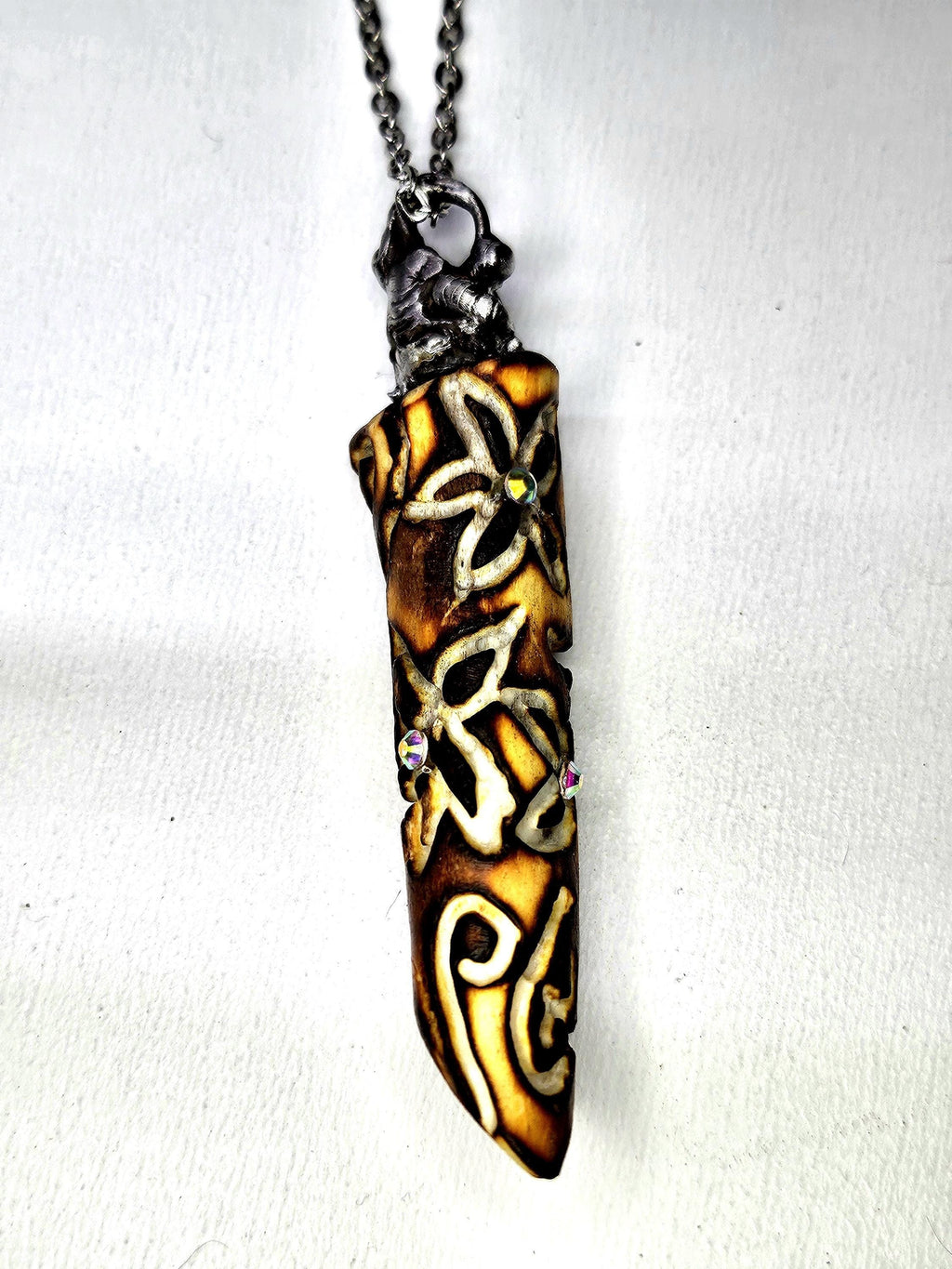 Handcarved Natural Deer Antler Point Pendant  Rustic Boho Handmade Jewelry Gift for Her  Free Shipping  Unique Nature-Inspired Design