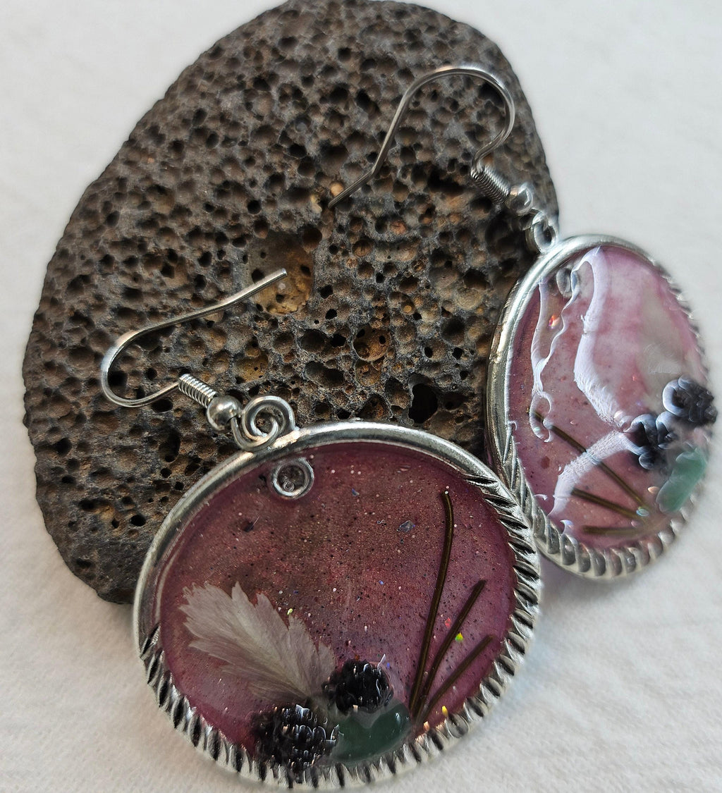 Dried Flower Earrings Rustic Boho Handmade Jewelry Gift for Her with FREE SHIPPING  Unique Nature-Inspired Accessory 313