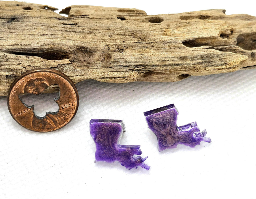 Resin Louisiana State Post Earrings  Rustic Boho Handmade Jewelry Gift for Her  FREE Shipping Stylish Everyday Wear