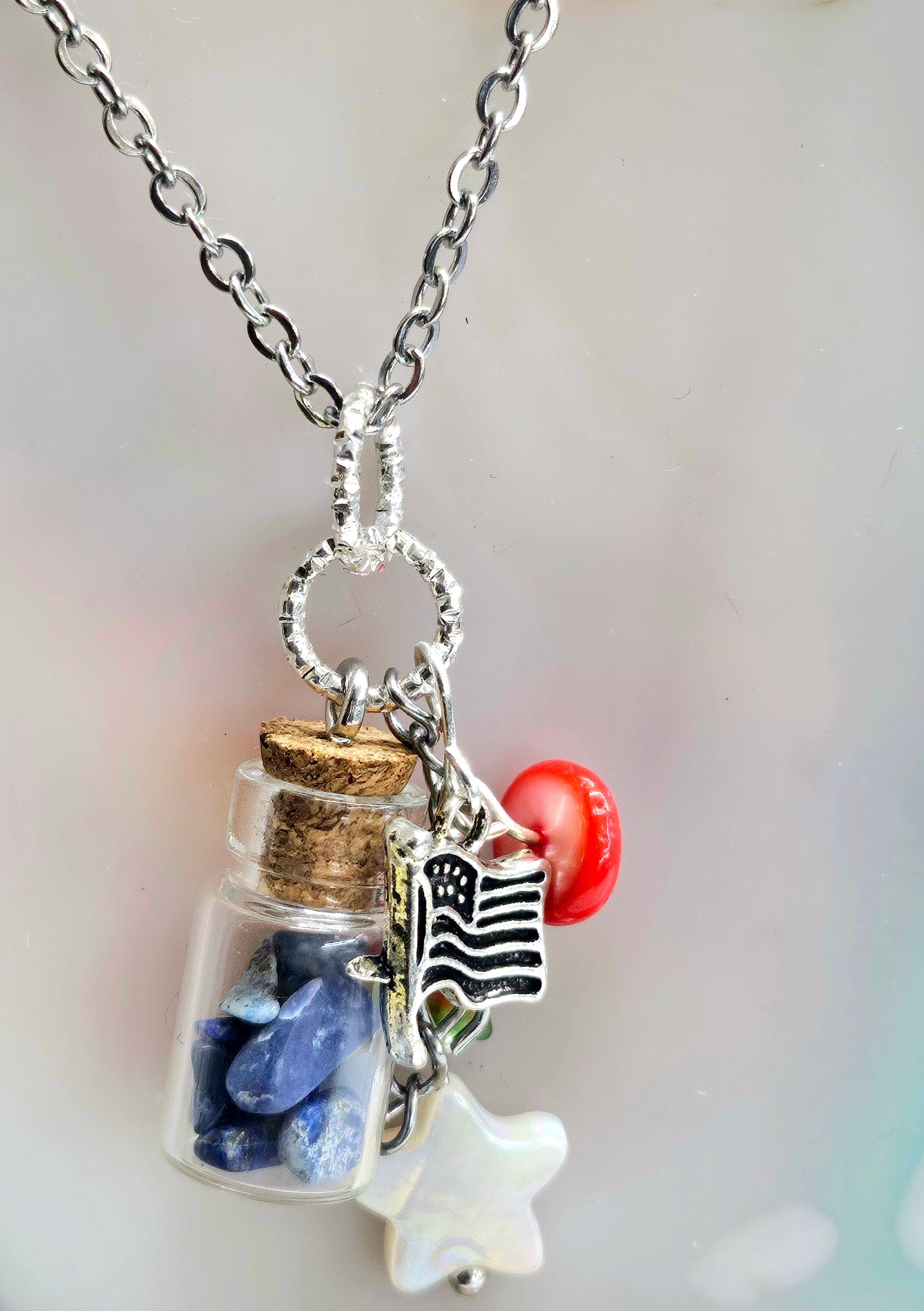 Sodalite Pearl Shell Pendant on Durable Stainless Steel Chain - Ocean-Inspired Jewelry for Brunch Casual Outings and Everyday Elegance