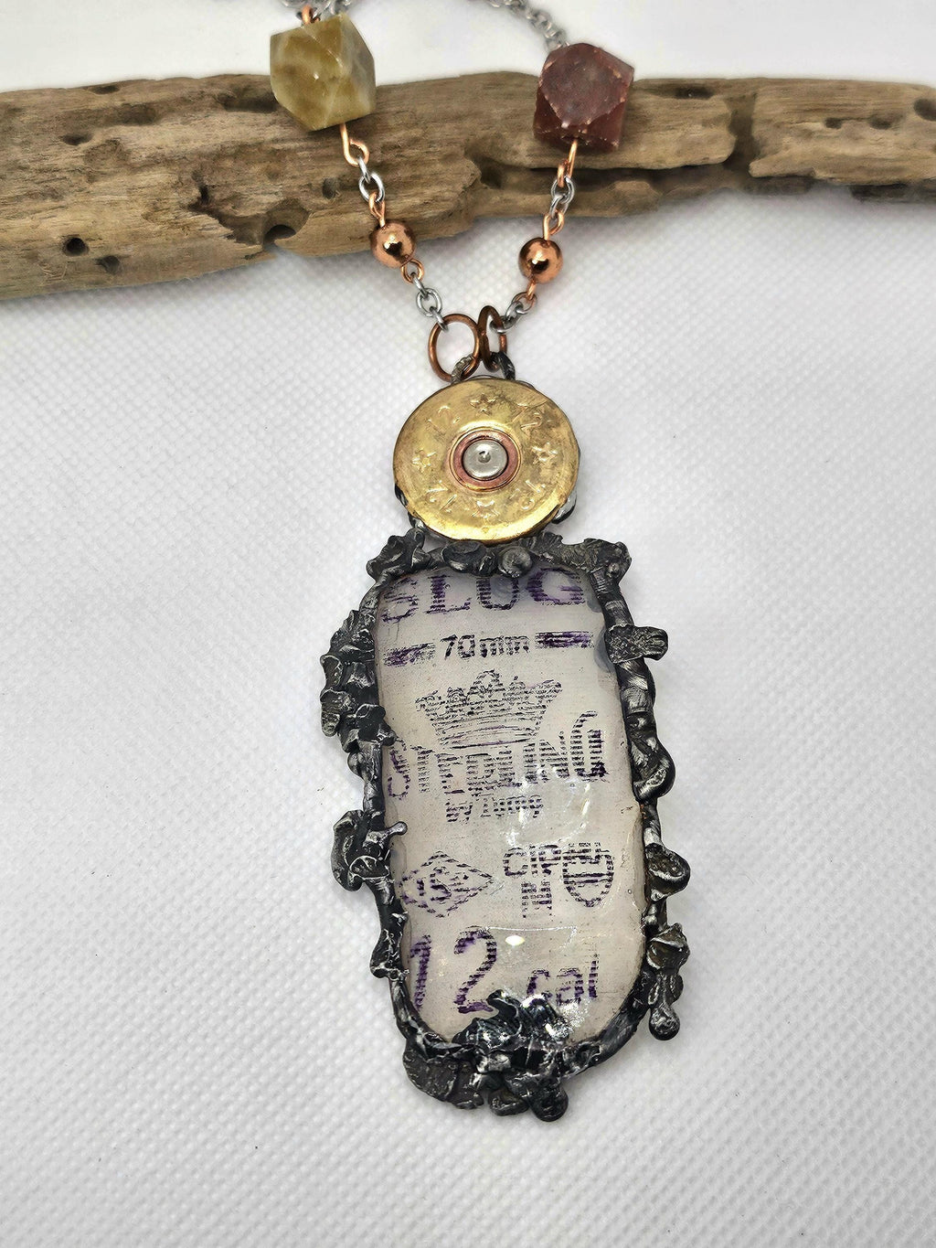 12 Gauge Shotgun Shell Casing  Brass Pendant Necklace  Rustic Boho Handmade Jewelry Gift for Her  Free Shipping