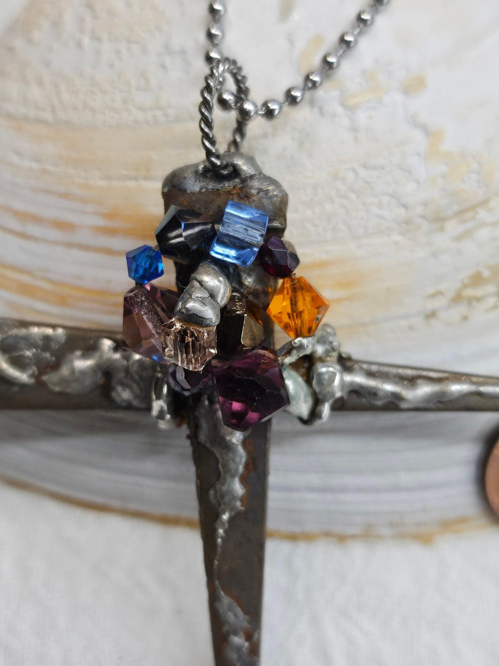 Handmade Rustic Boho Horse Shoe Nail Cross Pendant Jewelry Gift for Her  Unique Statement Piece with Free Shipping  Upcycled Charm