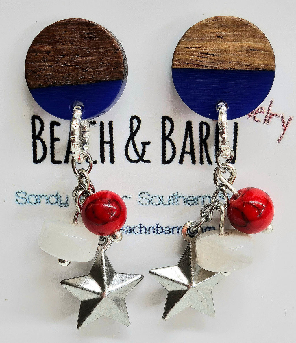 Moonstone  Wooden Earrings - Handmade Rustic Boho Jewelry Gift for Her - Free Shipping on Unique Accessories 316