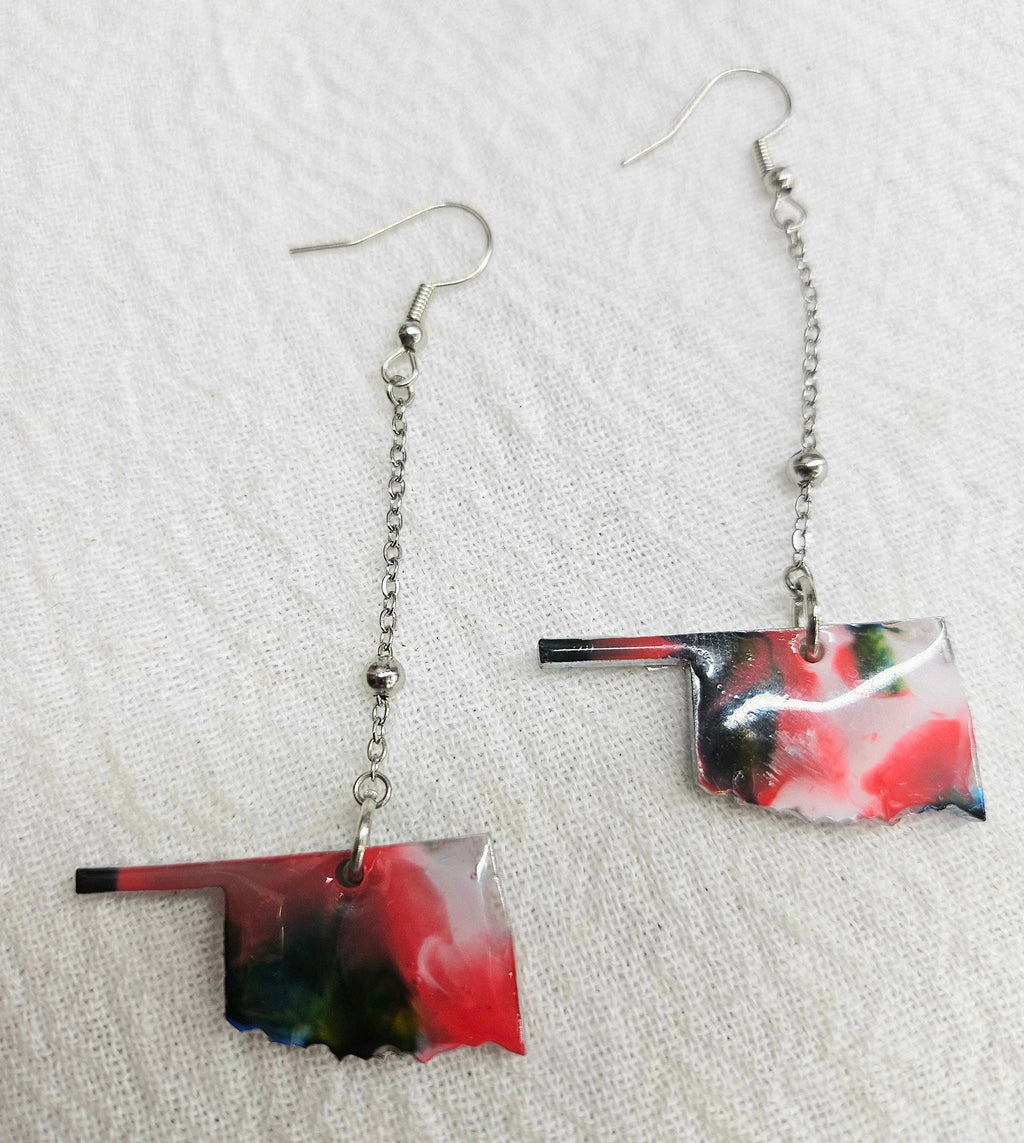 Oklahoma Dangle Earrings Rustic Boho Handmade Jewelry Gift for Her with Free Shipping Unique Statement Accessories for Weddings  Beach Days