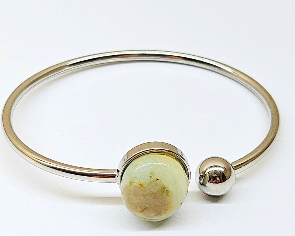 Yellow Agate Adjustable Bangle Bracelet in Stainless Steel - Sunshine-Inspired Motivational Jewelry for Positive Vibes Daily Inspiration