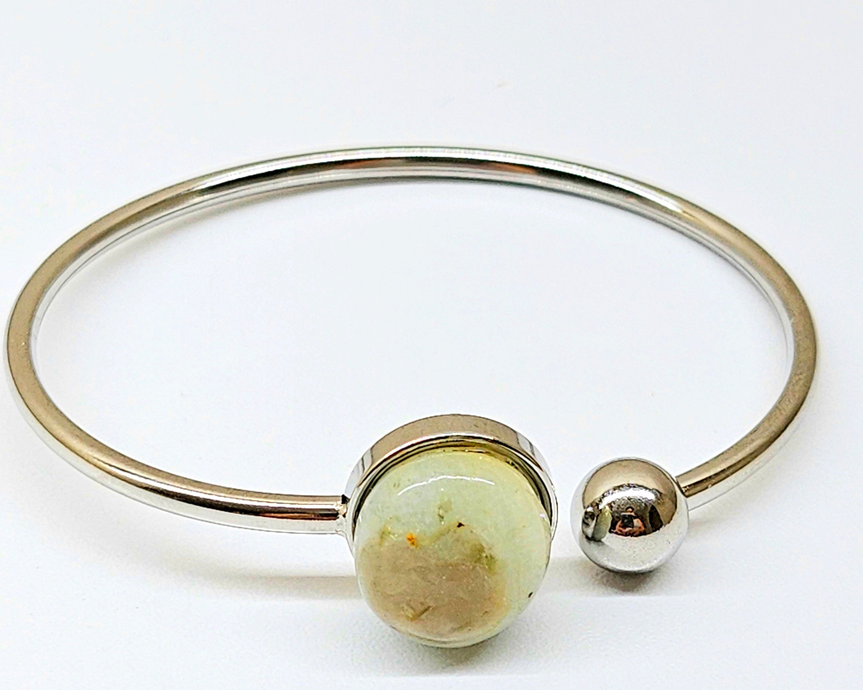 Yellow Agate Adjustable Bangle Bracelet in Stainless Steel - Sunshine-Inspired Motivational Jewelry for Positive Vibes Daily Inspiration