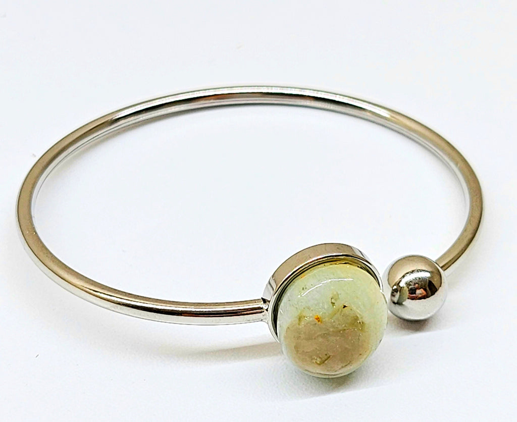 Yellow Agate Adjustable Bangle Bracelet in Stainless Steel - Sunshine-Inspired Motivational Jewelry for Positive Vibes Daily Inspiration