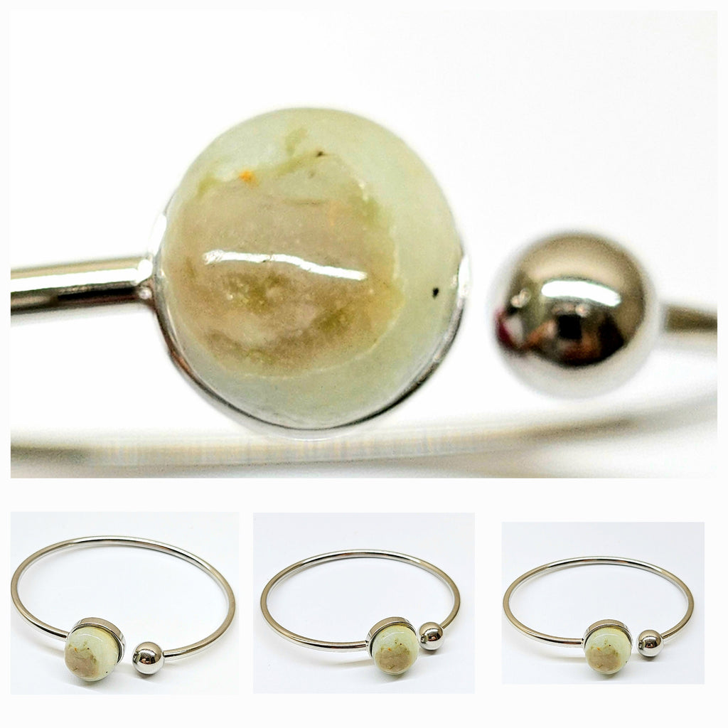 Yellow Agate Adjustable Bangle Bracelet in Stainless Steel - Sunshine-Inspired Motivational Jewelry for Positive Vibes Daily Inspiration