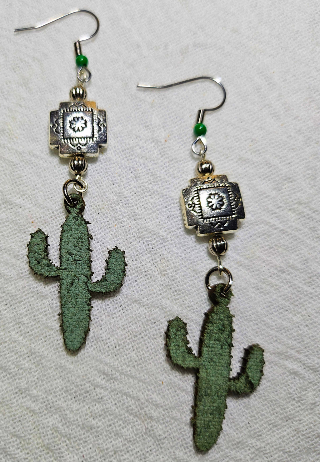 Southwest Cactus Earrings: Stainless Steel Hooks