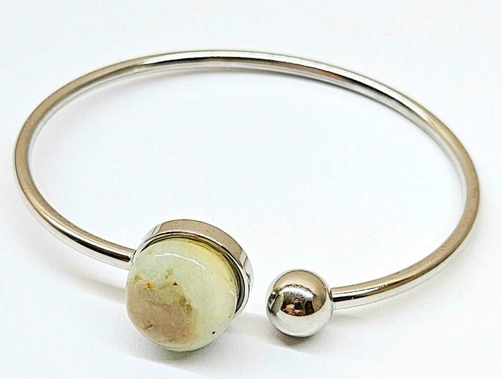 Yellow Agate Adjustable Bangle Bracelet in Stainless Steel - Sunshine-Inspired Motivational Jewelry for Positive Vibes Daily Inspiration