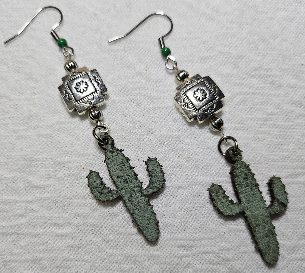 Southwest Cactus Earrings: Stainless Steel Hooks