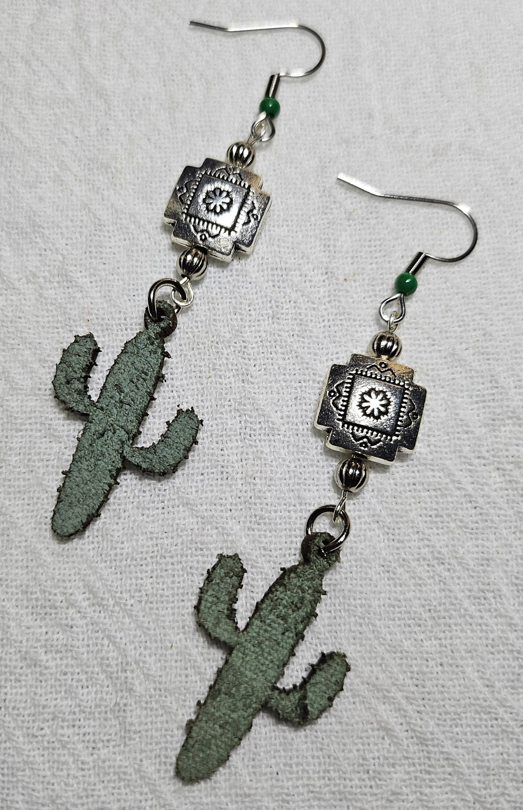 Southwest Cactus Earrings: Stainless Steel Hooks