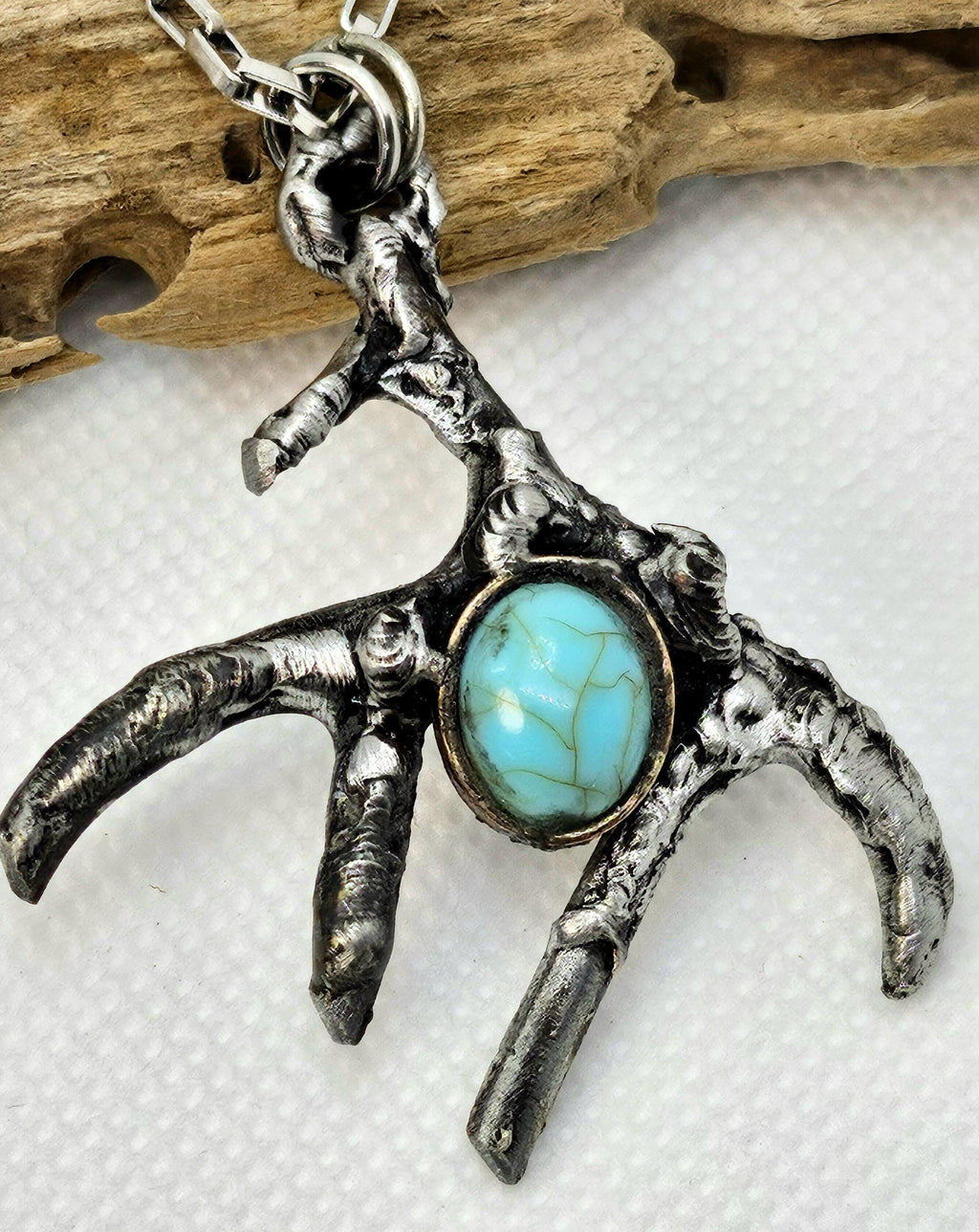 Handmade Antler Turquoise Pendant Necklace for Country Style Good Luck Charm Unique Gift
