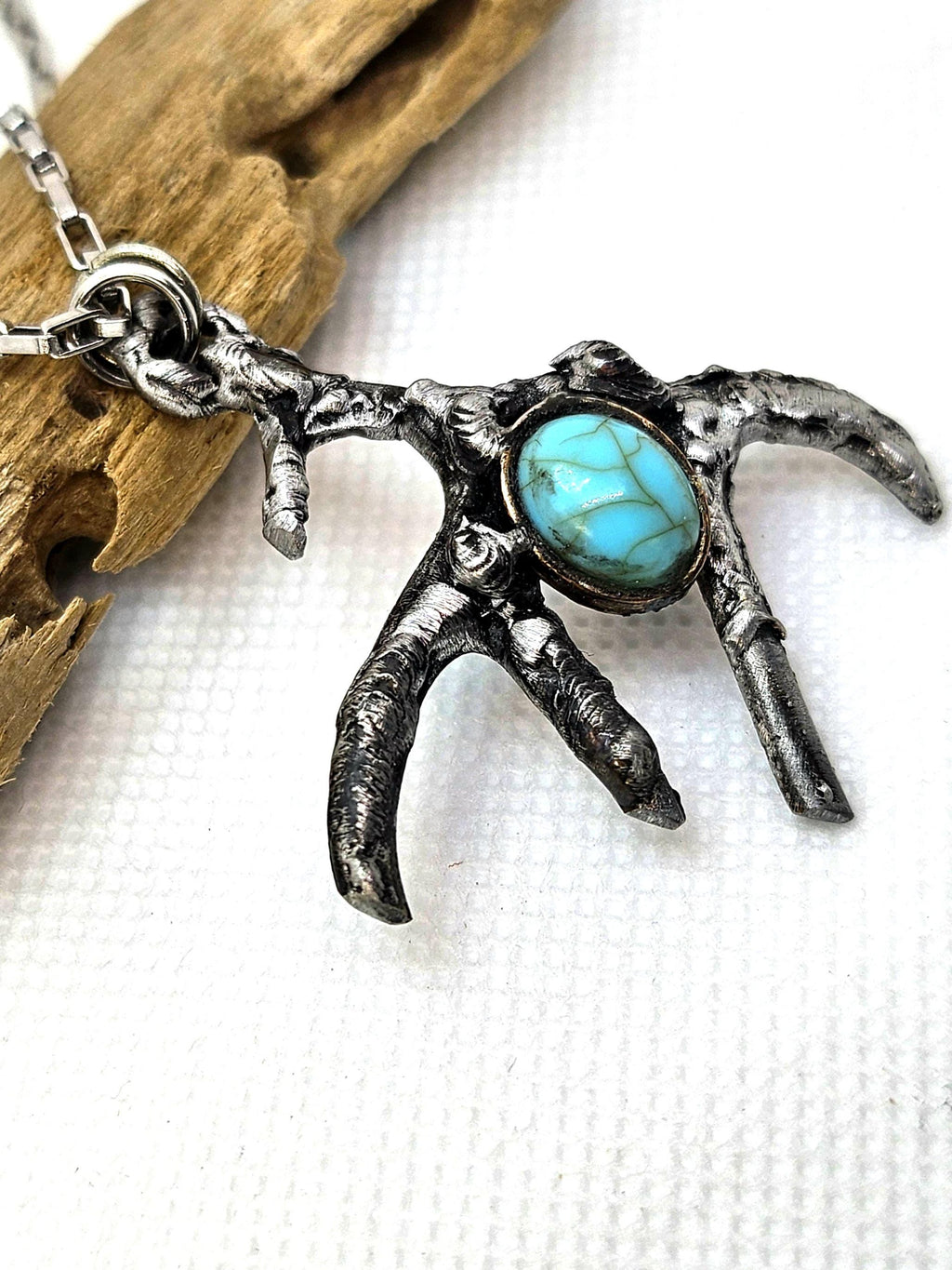 Handmade Antler Turquoise Pendant Necklace for Country Style Good Luck Charm Unique Gift