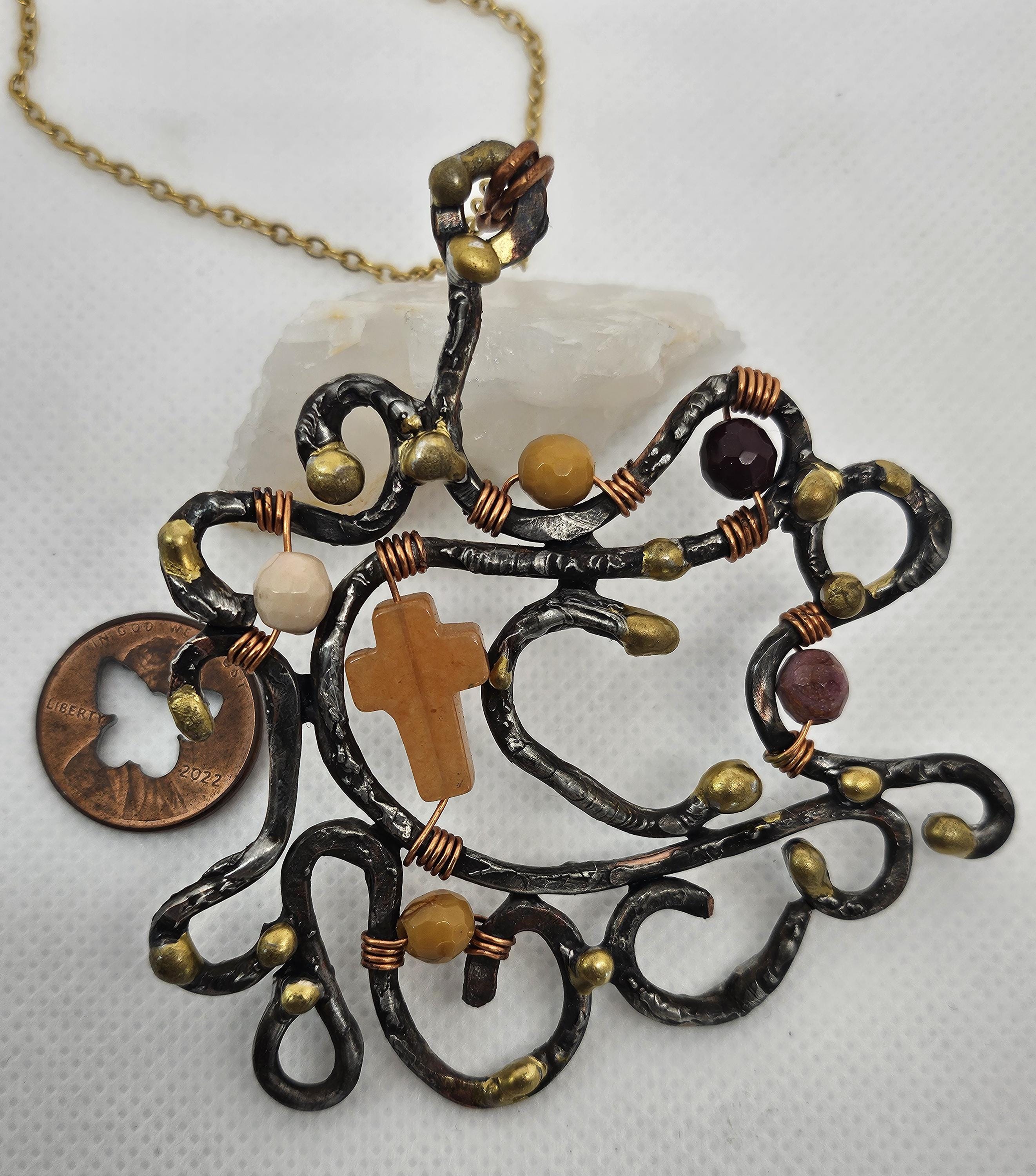Free-form Carnelian & Silver Solder Pendant