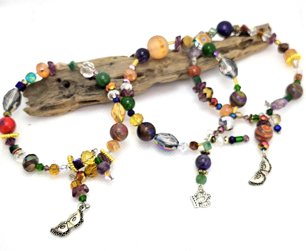 Crystal & Stone 3-Wrap Bracelet: Memory Wire Bangle