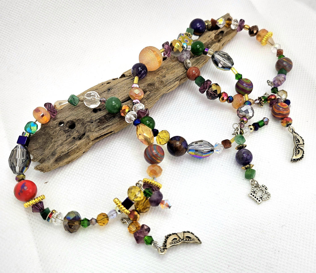 Crystal & Stone 3-Wrap Bracelet: Memory Wire Bangle