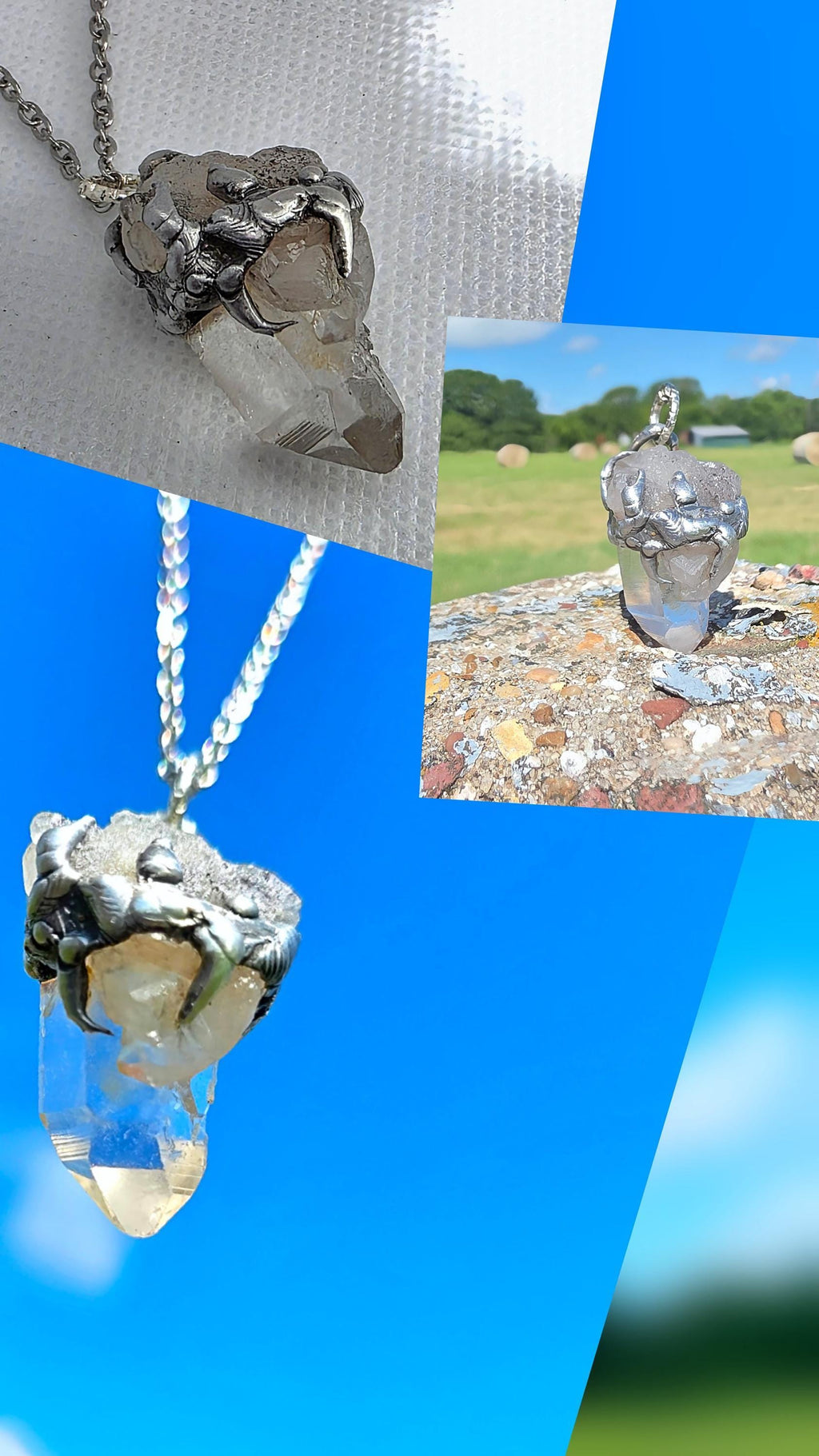 Raw Quartz Crystal Pendant: Silver Solder Boho Necklace