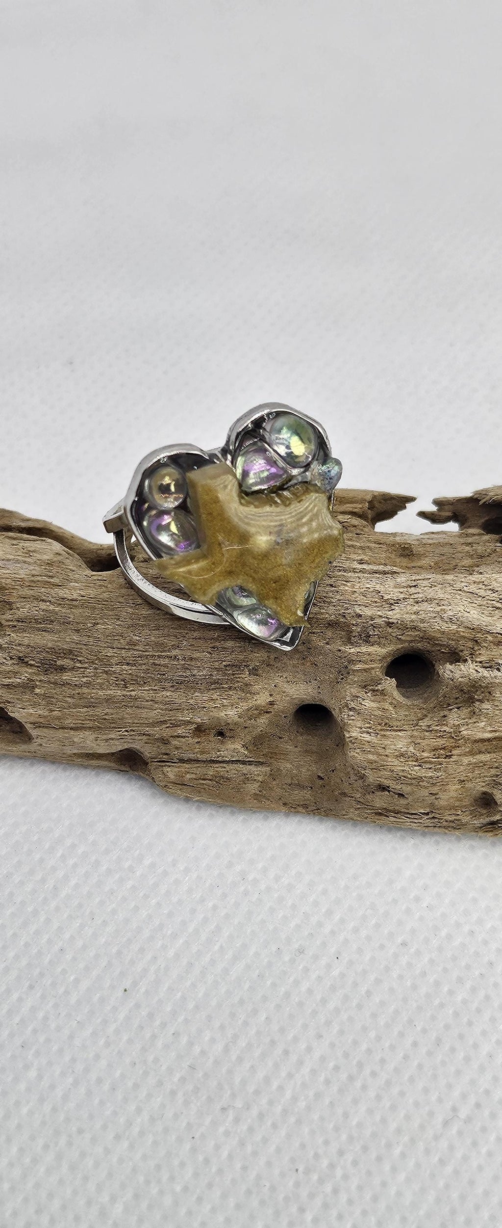 Texas Citrine Stainless Steel Adjustable Ring