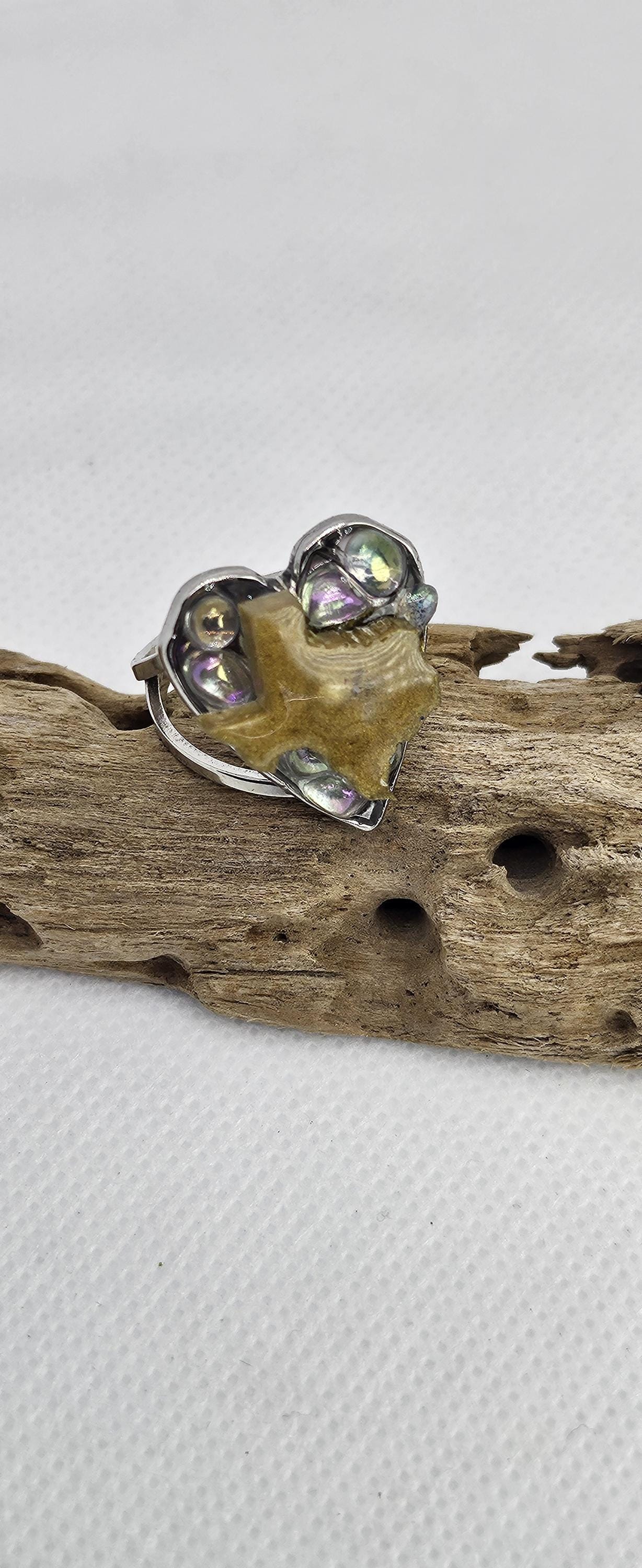 Texas Citrine Stainless Steel Adjustable Ring