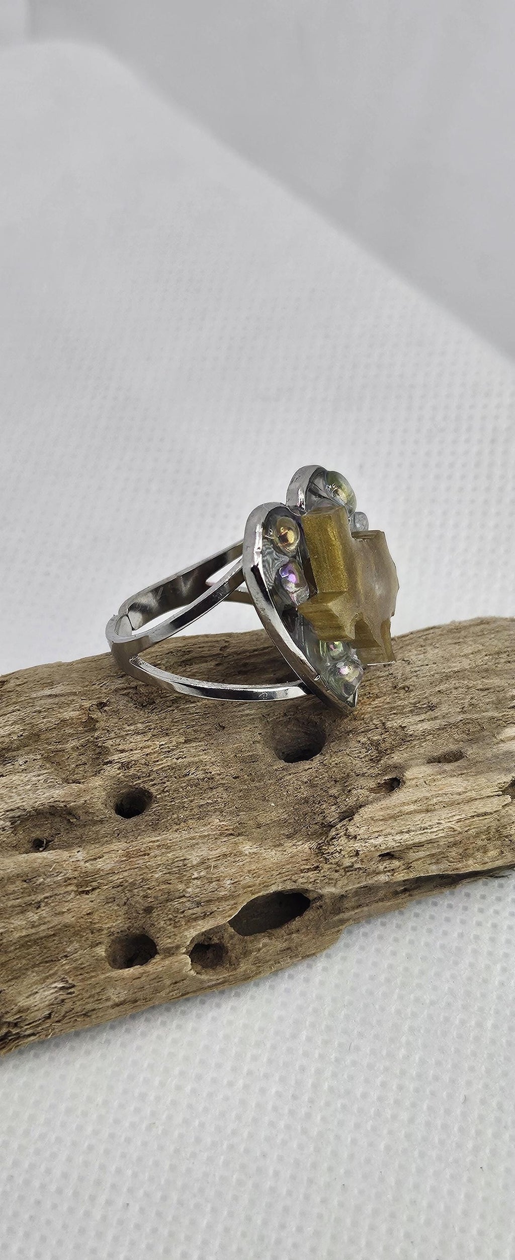 Texas Citrine Stainless Steel Adjustable Ring