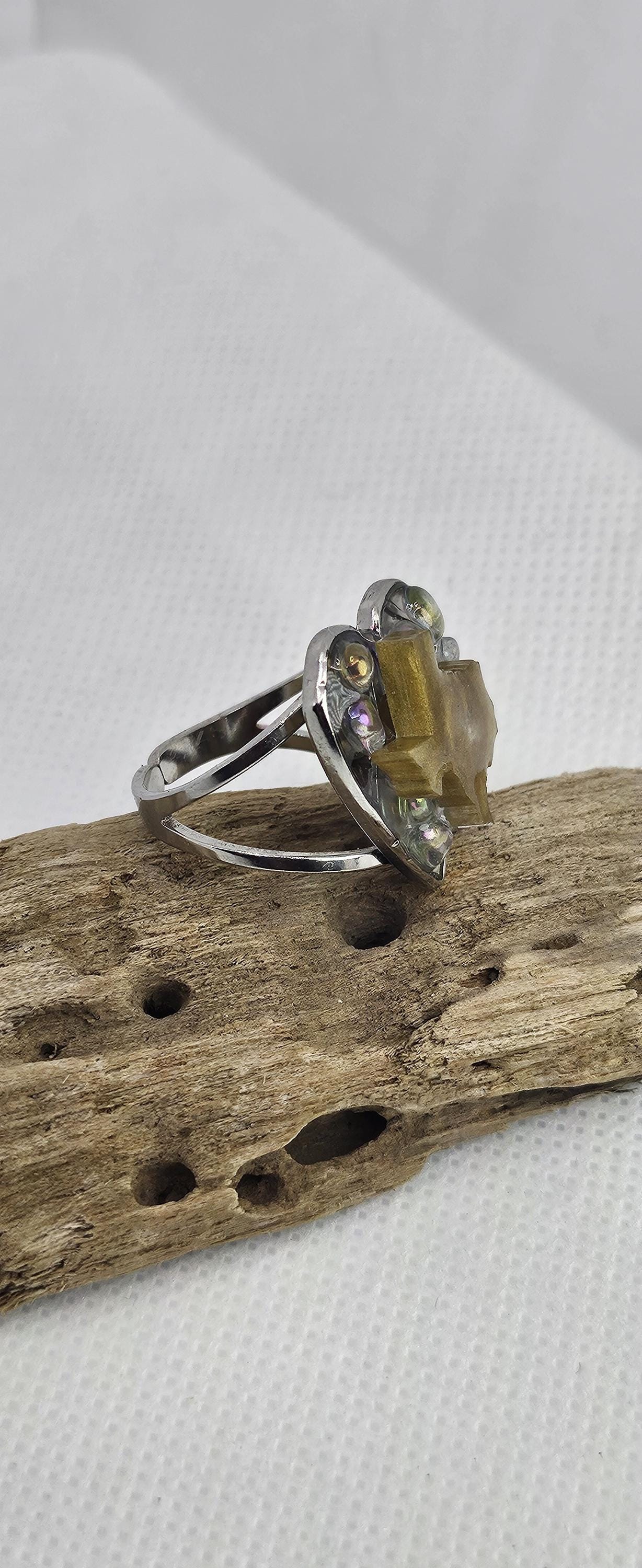 Texas Citrine Stainless Steel Adjustable Ring