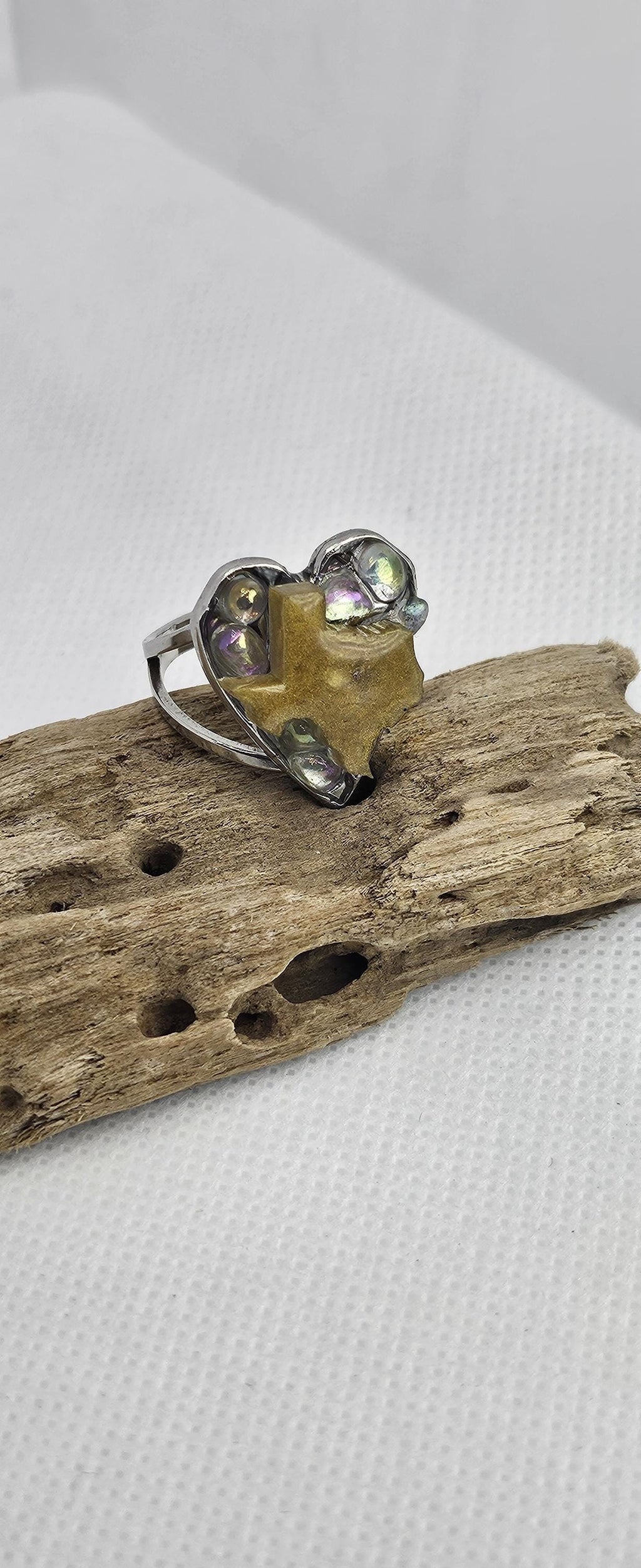 Texas Citrine Stainless Steel Adjustable Ring