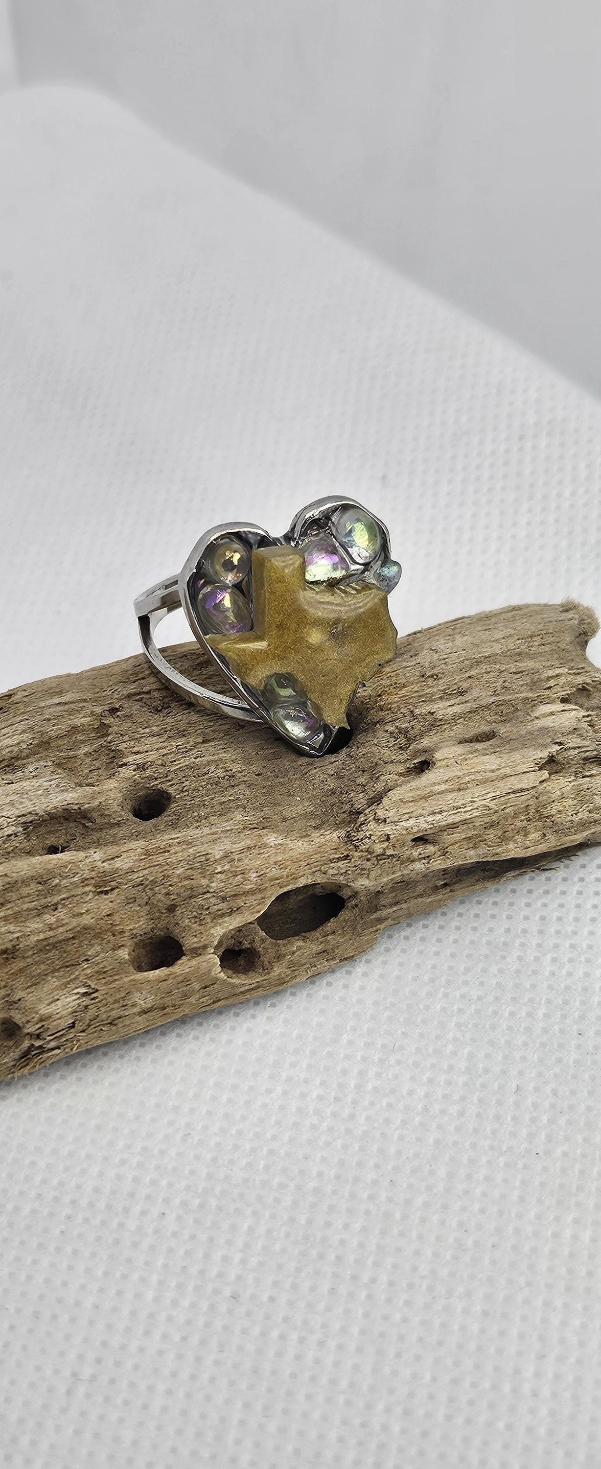 Texas Citrine Stainless Steel Adjustable Ring