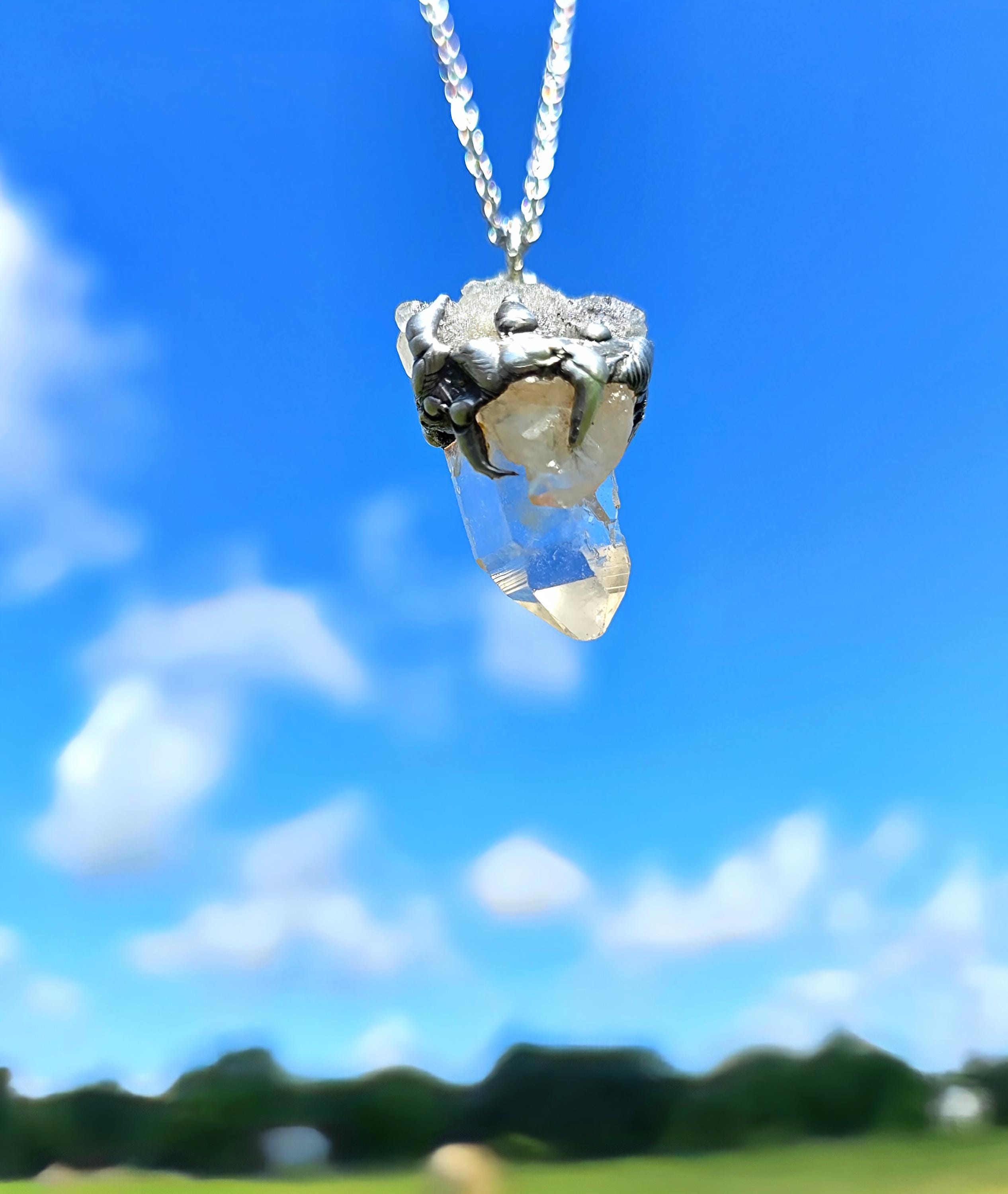 Raw Quartz Crystal Pendant: Silver Solder Boho Necklace