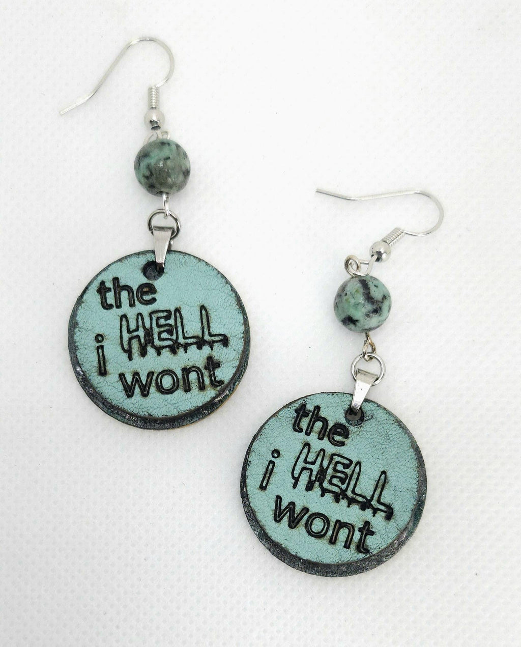 Laser Engraved Leather & Bass Wood Earrings - Stainless Steel Hooks