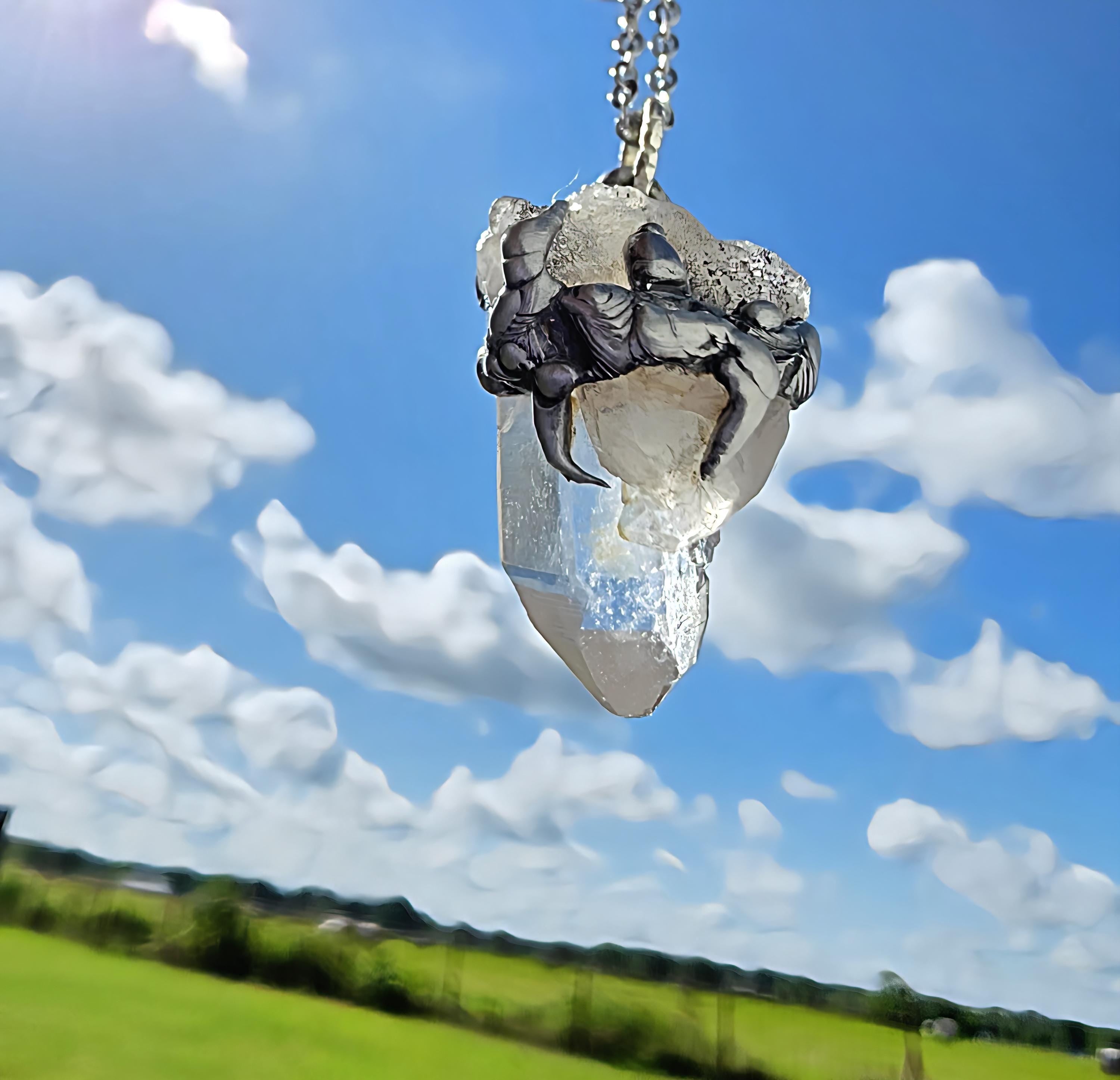 Raw Quartz Crystal Pendant: Silver Solder Boho Necklace