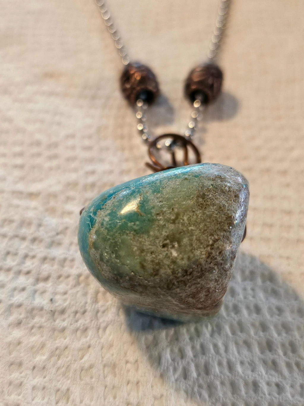 Turquoise Heart Pendant: Stainless Steel Chain Necklace