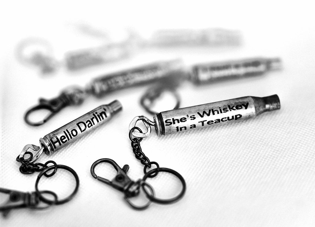 Handmade Bullet Casing Keychain – Engraved Brass Ammo Key Ring with Funny, Patriotic & Country Sayings – Rustic Gift for Him or Her