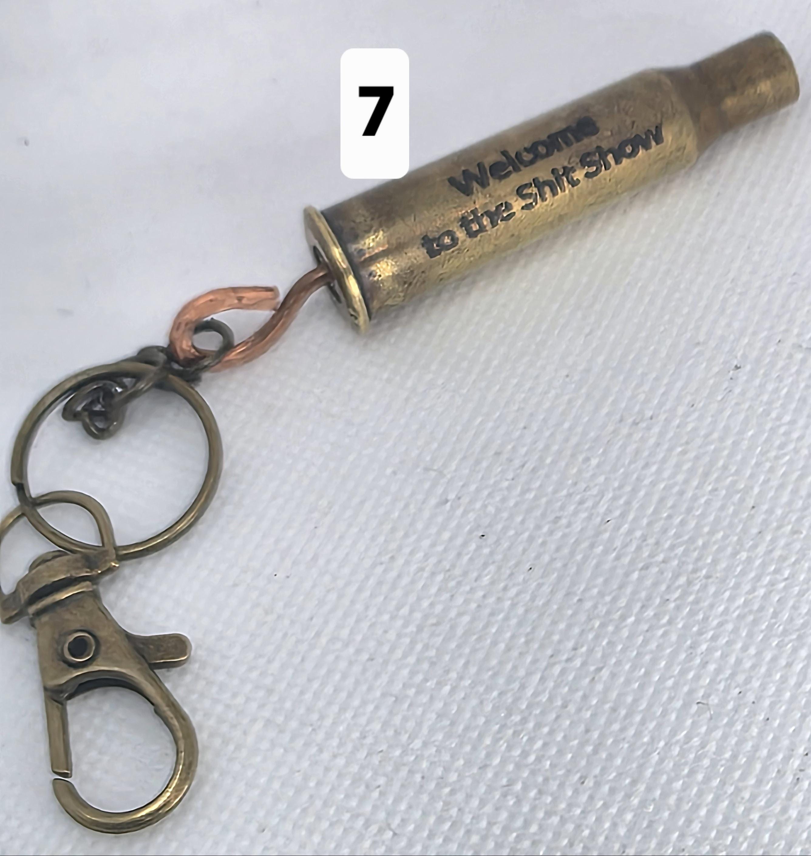 Handmade Bullet Casing Keychain – Engraved Brass Ammo Key Ring with Funny, Patriotic & Country Sayings – Rustic Gift for Him or Her