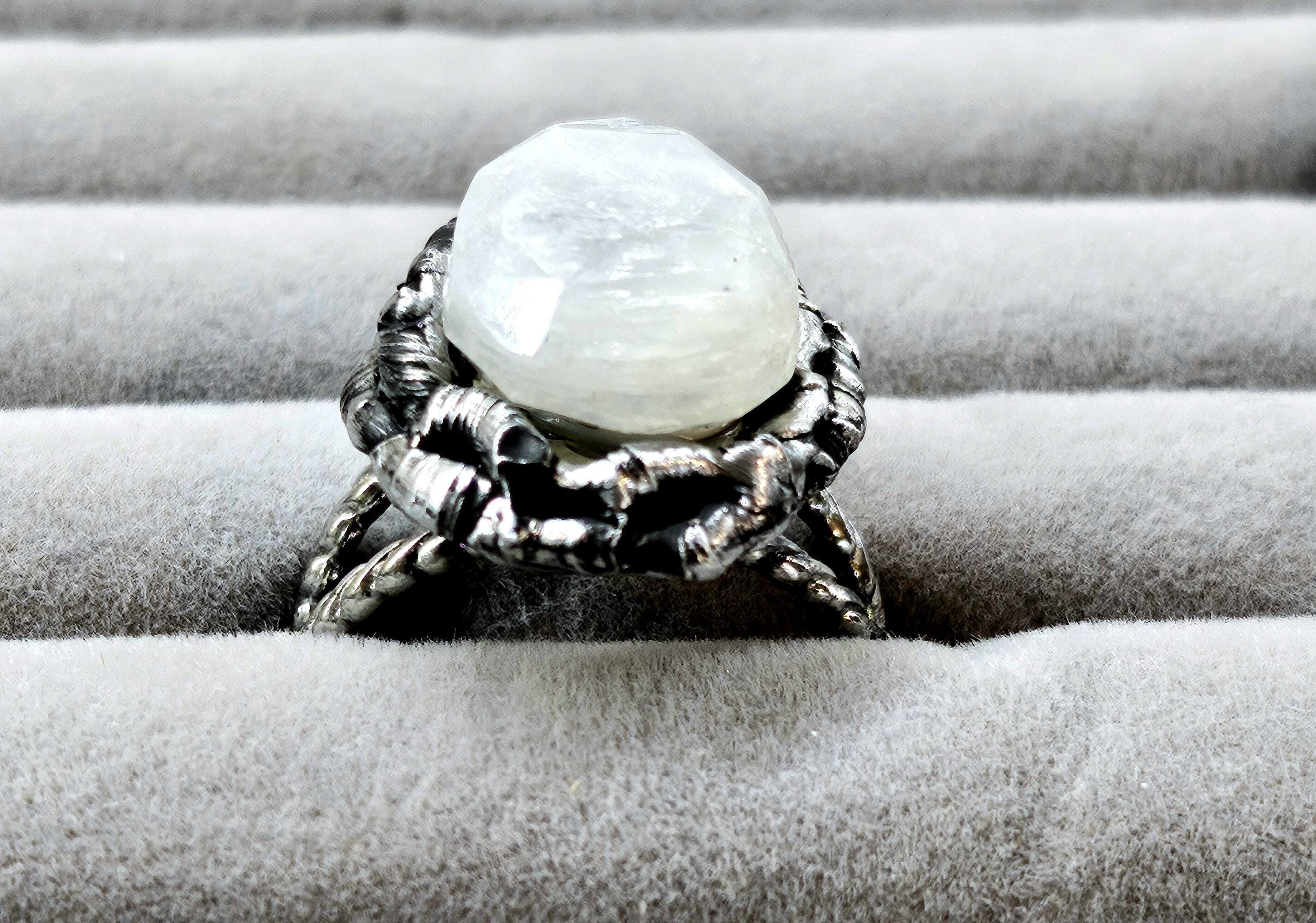 Moonstone Silver Soldered Ring Rustic Boho Handmade Jewelry Gift for Her FREE Shipping Unique Statement Piece