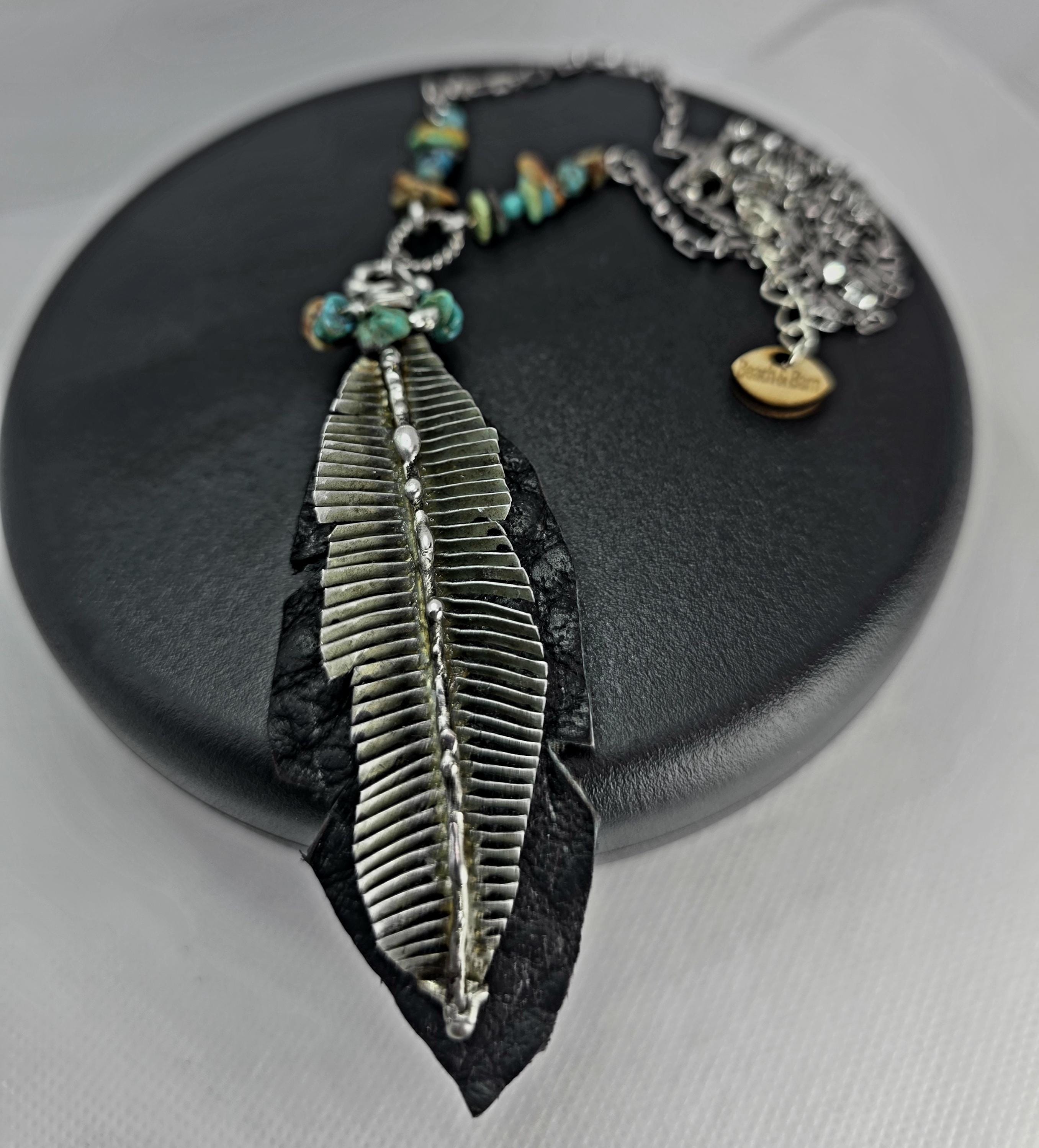 Handcut Textured Leather Feather |Charm Earrings with Historical Window Screen, Pendant for Unique Style