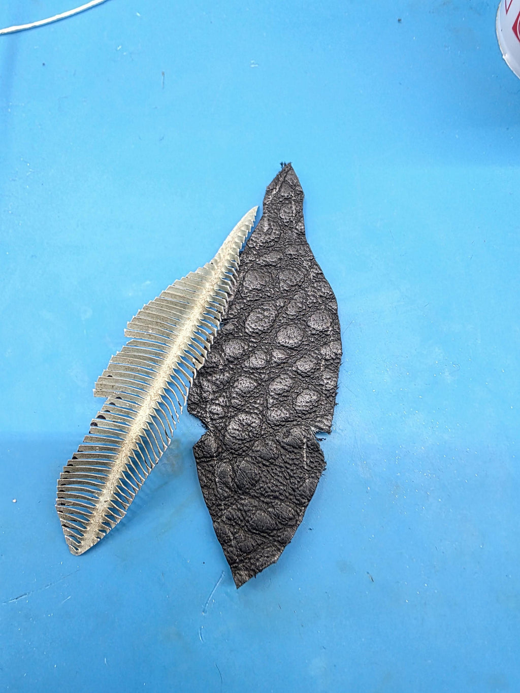 Handcut Textured Leather Feather |Charm Earrings with Historical Window Screen, Pendant for Unique Style