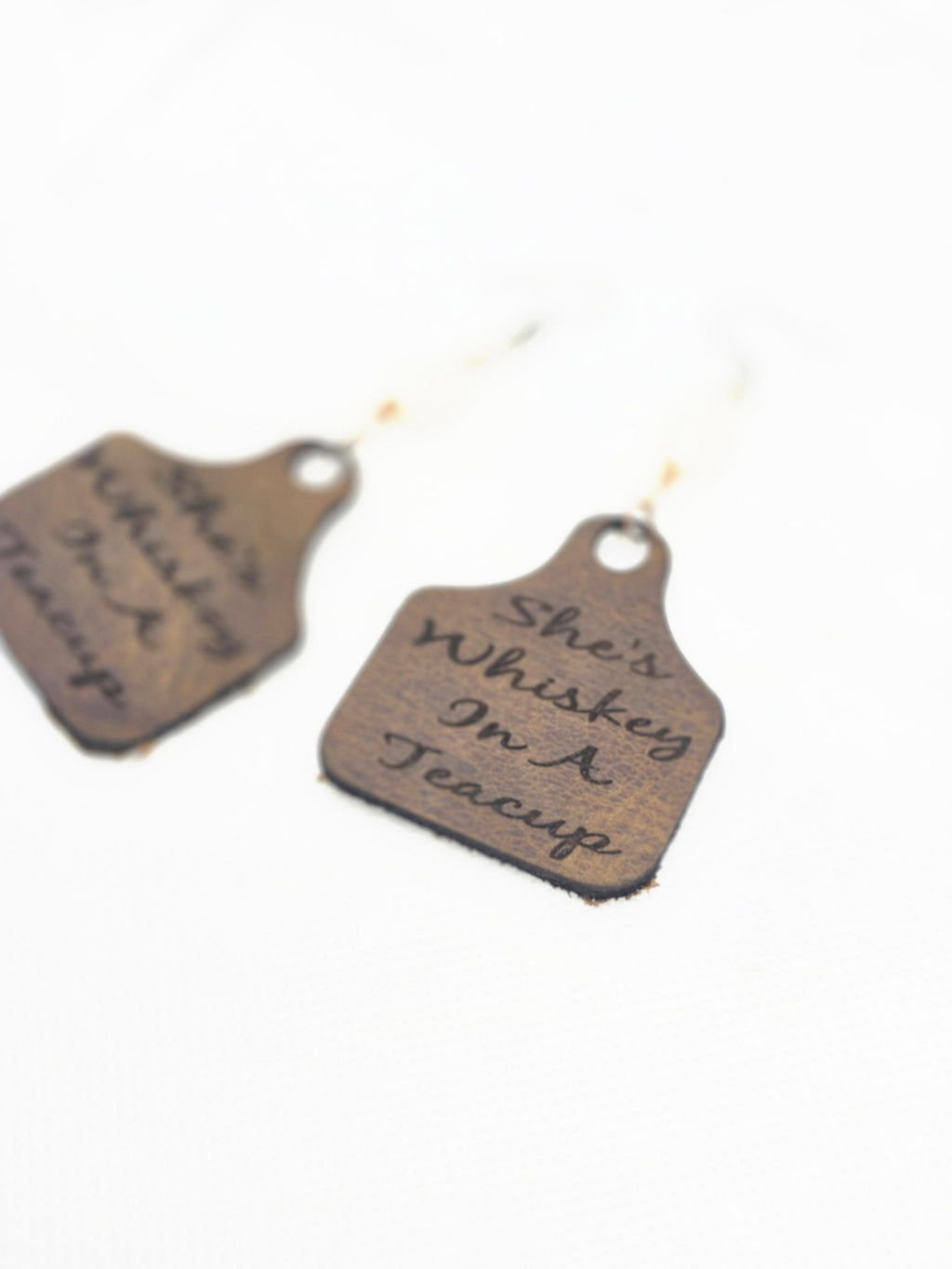 Handmade Leather Earrings: Copper Wire Wrapped Pearl, Western Boho