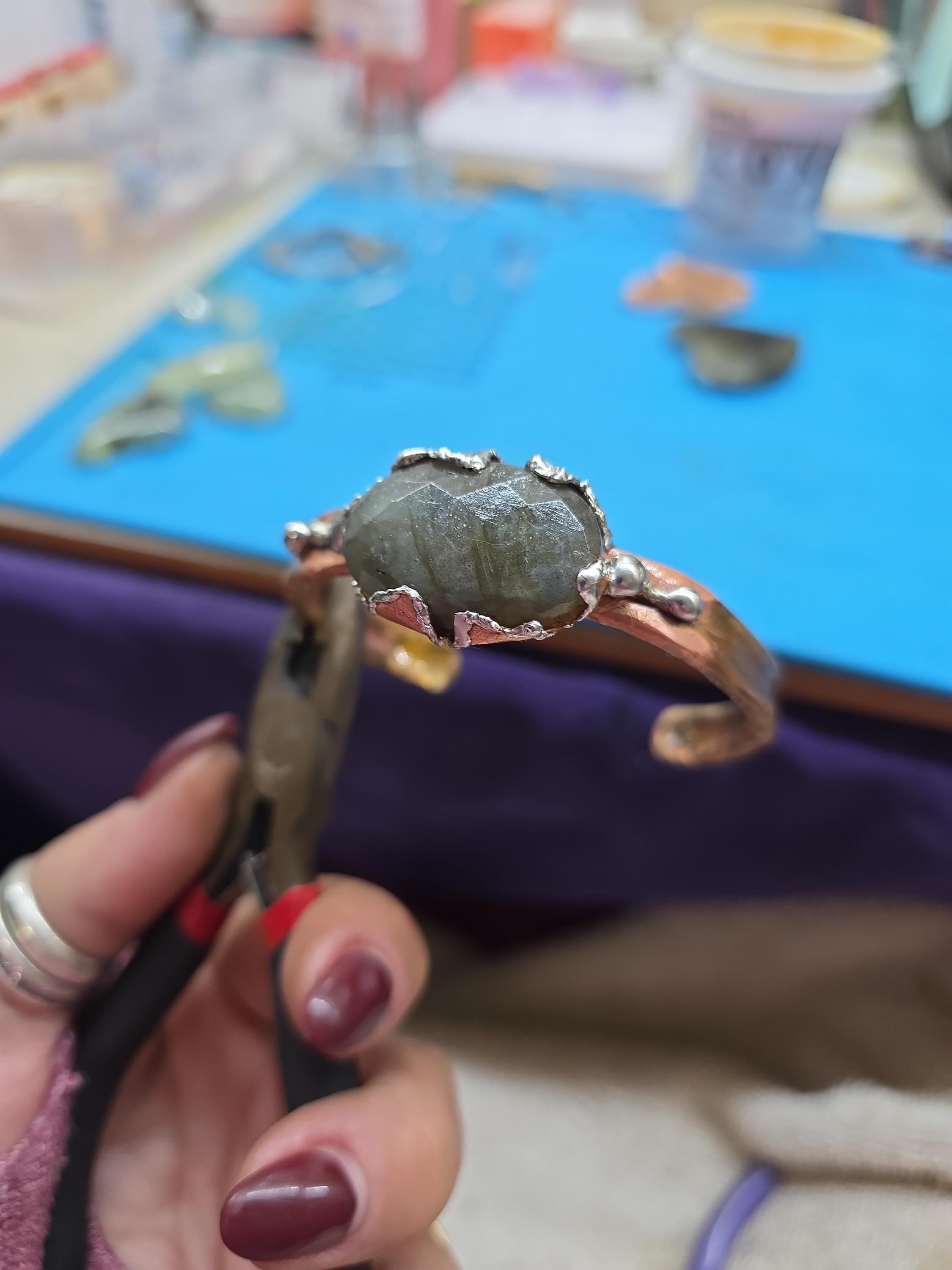 Torn | Hammered Soul Cuff Bracelet – Hand Forged Copper & Silver Solder with Labradorite Stone Rustic Artisan Jewelry – Unbroken Collection