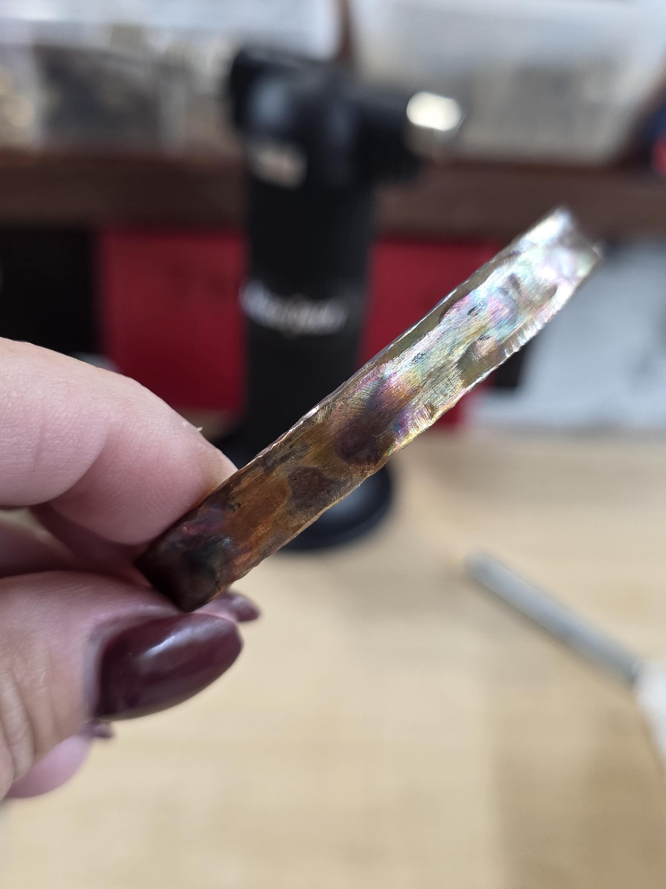 Torn | Hammered Soul Cuff Bracelet – Hand Forged Copper & Silver Solder with Labradorite Stone Rustic Artisan Jewelry – Unbroken Collection