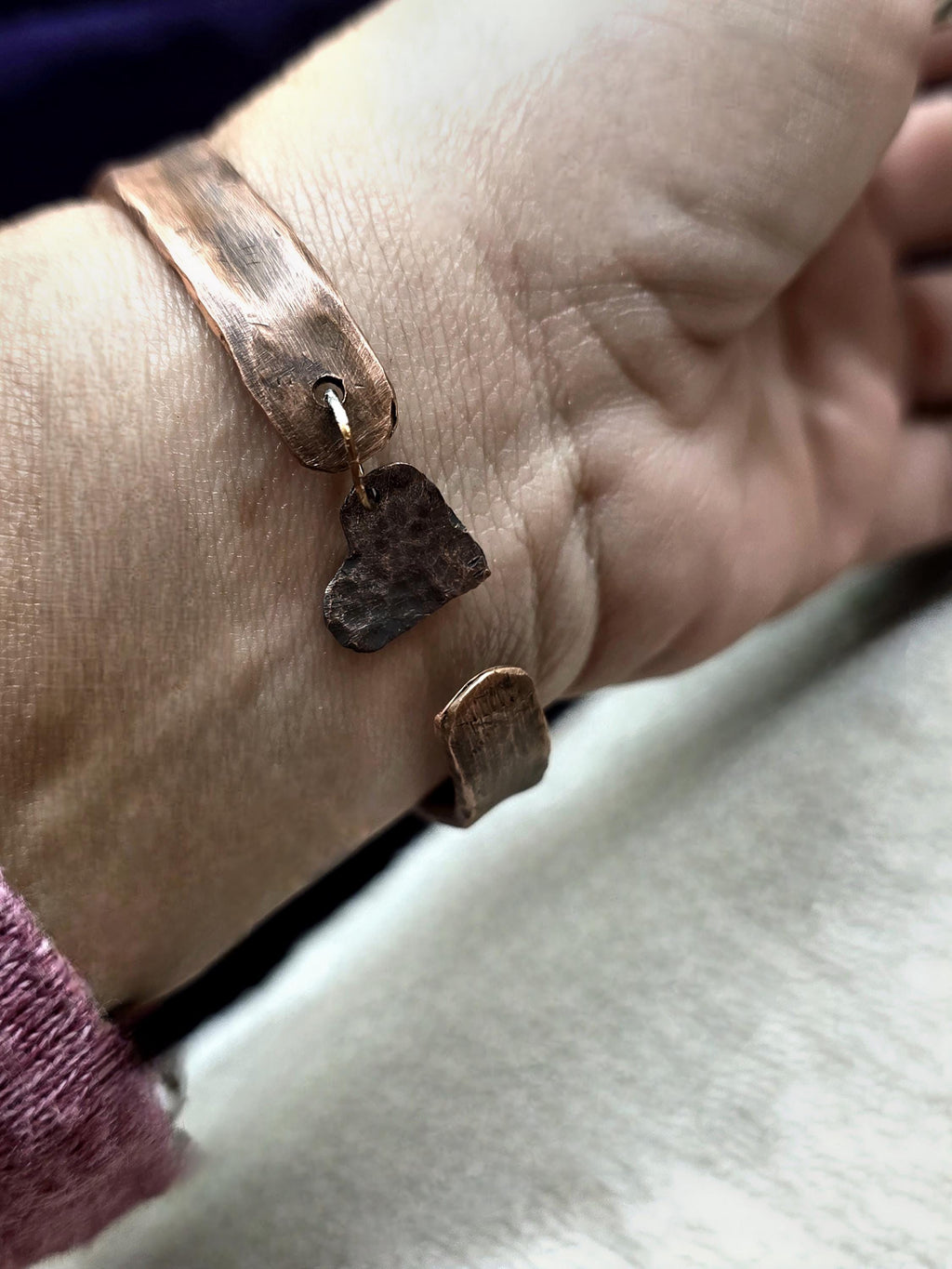 Torn | Hammered Soul Cuff Bracelet – Hand Forged Copper & Silver Solder with Labradorite Stone Rustic Artisan Jewelry – Unbroken Collection