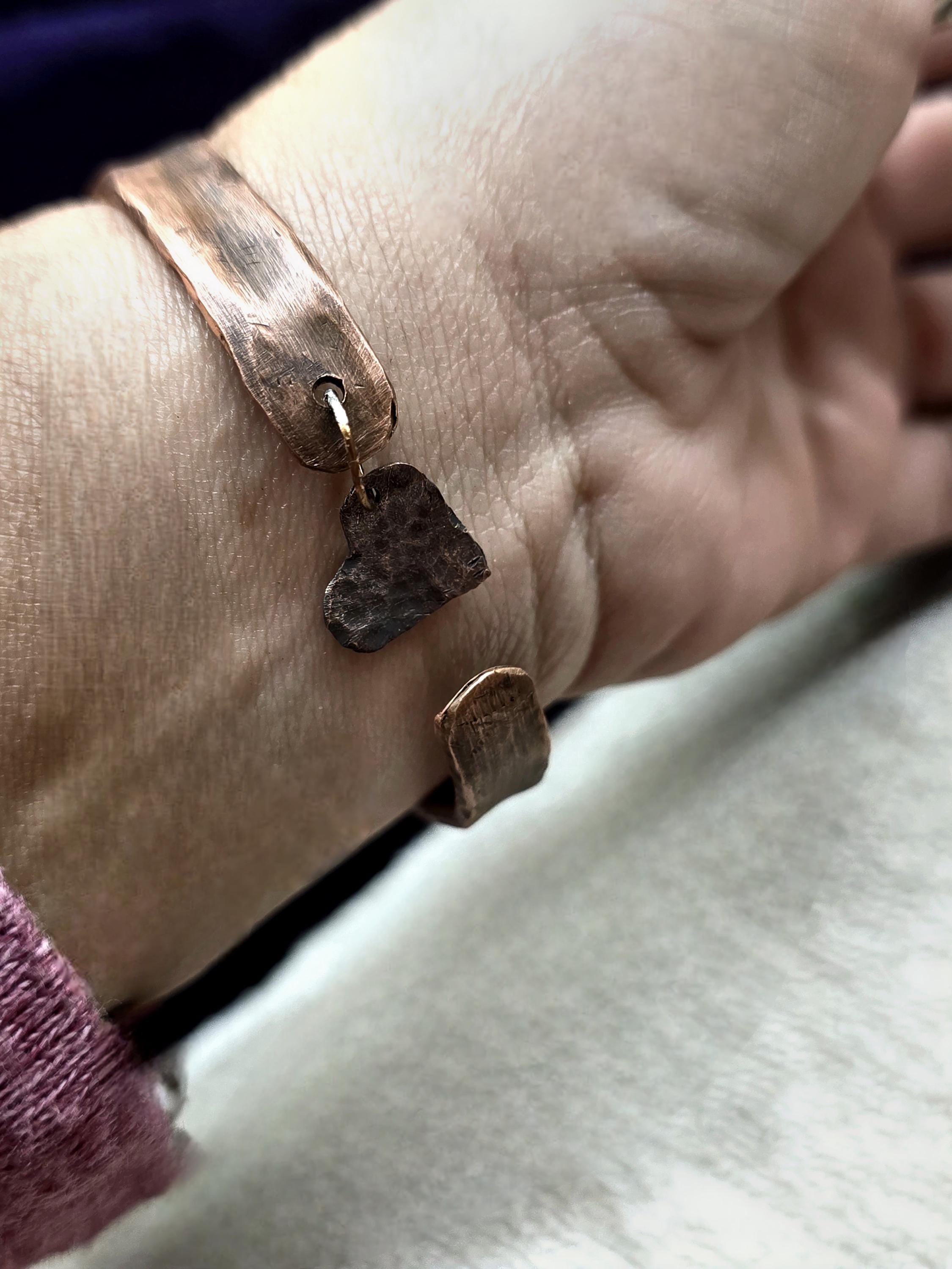 Torn | Hammered Soul Cuff Bracelet – Hand Forged Copper & Silver Solder with Labradorite Stone Rustic Artisan Jewelry – Unbroken Collection