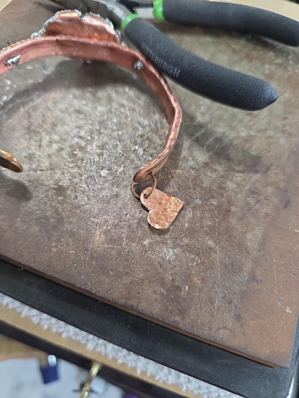 Torn | Hammered Soul Cuff Bracelet – Hand Forged Copper & Silver Solder with Labradorite Stone Rustic Artisan Jewelry – Unbroken Collection